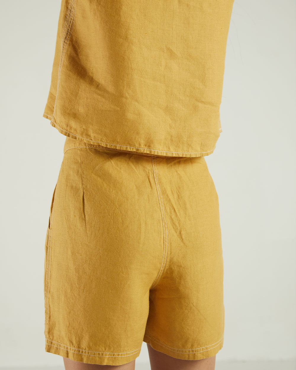 Yellow Fitted Shorts by Reistor with Bemberg, Casual Wear, Earth by Reistor, Hemp, Natural, Shorts, Solids, Womenswear, Yellow at Kamakhyaa for sustainable fashion
