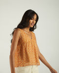 Yellow Floral Sleeveless Crop Top by Reistor with A Summer Situation by Reistor, Bemberg, Casual Wear, Chiffon, Crop Tops, Natural, Prints, Tops, Womenswear, Yellow at Kamakhyaa for sustainable fashion