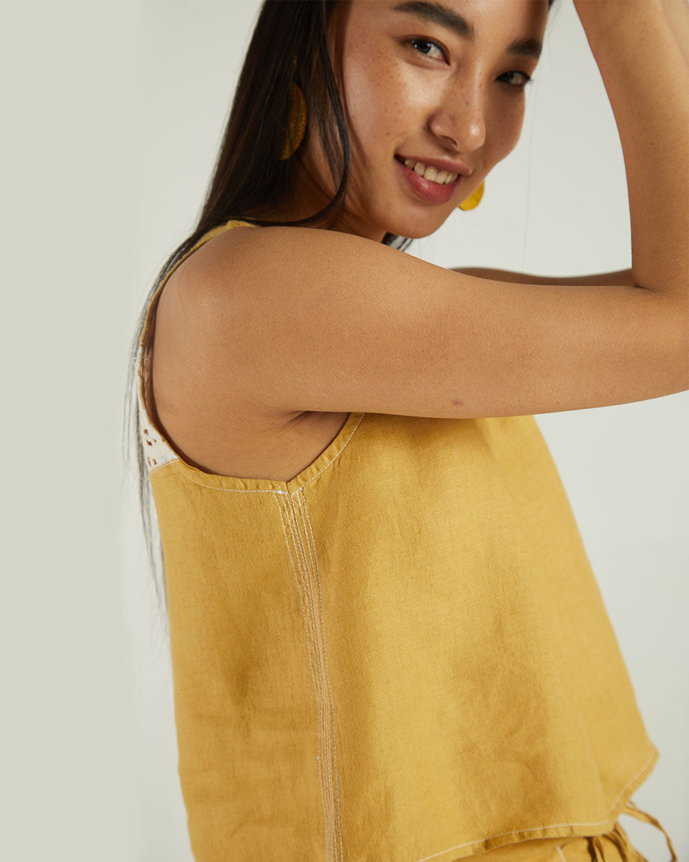 Yellow Sleeveless Crop Top by Reistor with Bemberg, Casual Wear, Crop Tops, Earth by Reistor, Hemp, Natural, Solids, Tops, Womenswear at Kamakhyaa for sustainable fashion