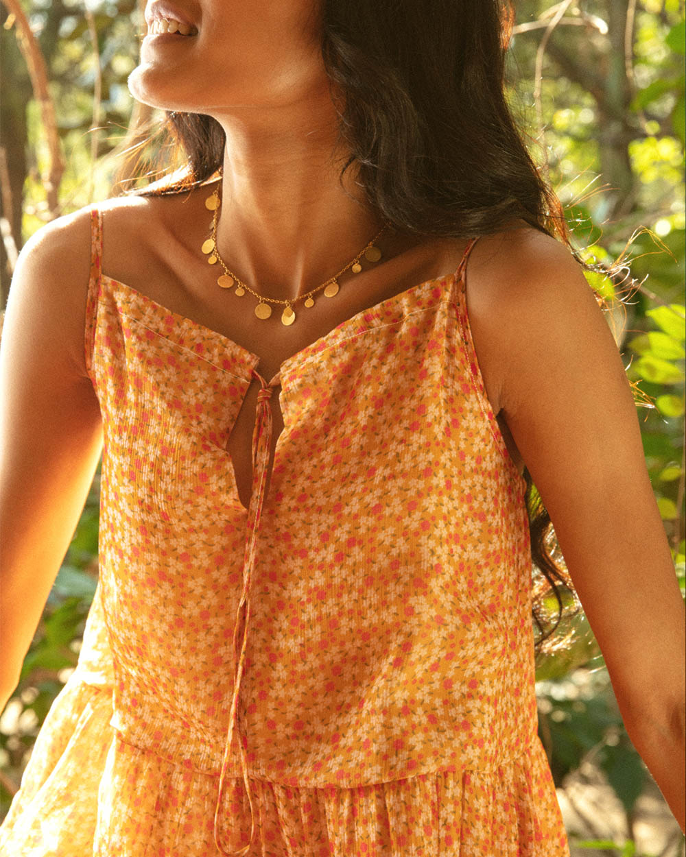 Yellow Sleeveless Tier Dress by Reistor with A Summer Situation by Reistor, Bemberg, Best Selling, Casual Wear, Chiffon, Mini Dresses, Natural, Sleeveless Dresses, Tiered Dresses, Womenswear, Yellow at Kamakhyaa for sustainable fashion