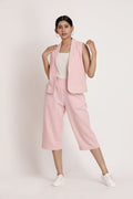 Kurasu Blazer and Blush Pants by Itya with Casual Wear, Co-ord Sets, Hand Spun Cotton, Handwoven cotton, Natural, Off-white, Office, Office Wear, Office Wear Co-ords, Pastel Perfect, Pastel Perfect by Itya, Pink, Plant Dye, Relaxed Fit, Solids, SS22, Womenswear at Kamakhyaa for sustainable fashion