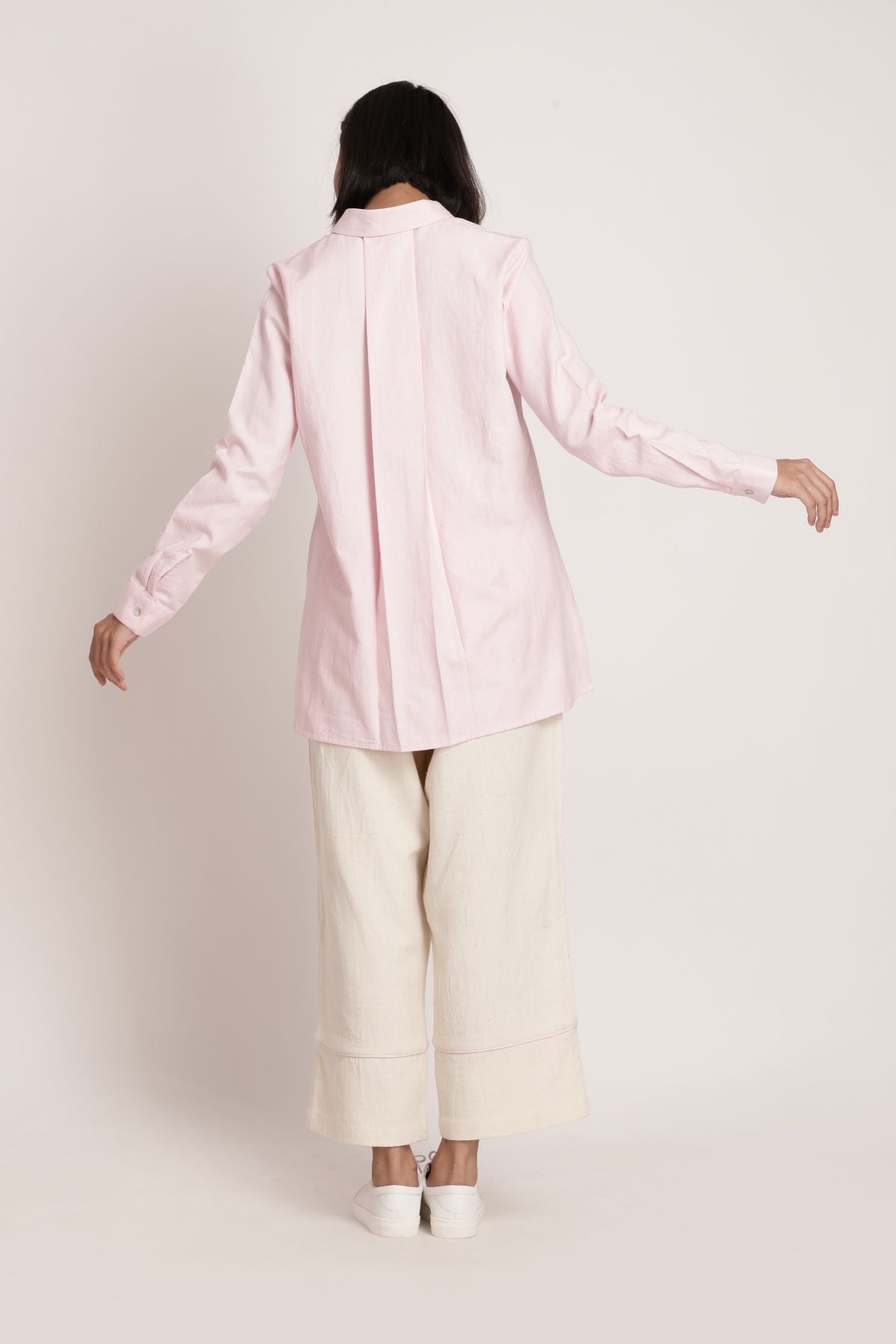 Pink Sora Shirt by Itya with Hand Spun Cotton, Handwoven cotton, Natural, Office Wear, Pastel Perfect, Pastel Perfect by Itya, Pink, Plant Dye, Relaxed Fit, Shirts, Solids, SS22, Tops, Womenswear at Kamakhyaa for sustainable fashion
