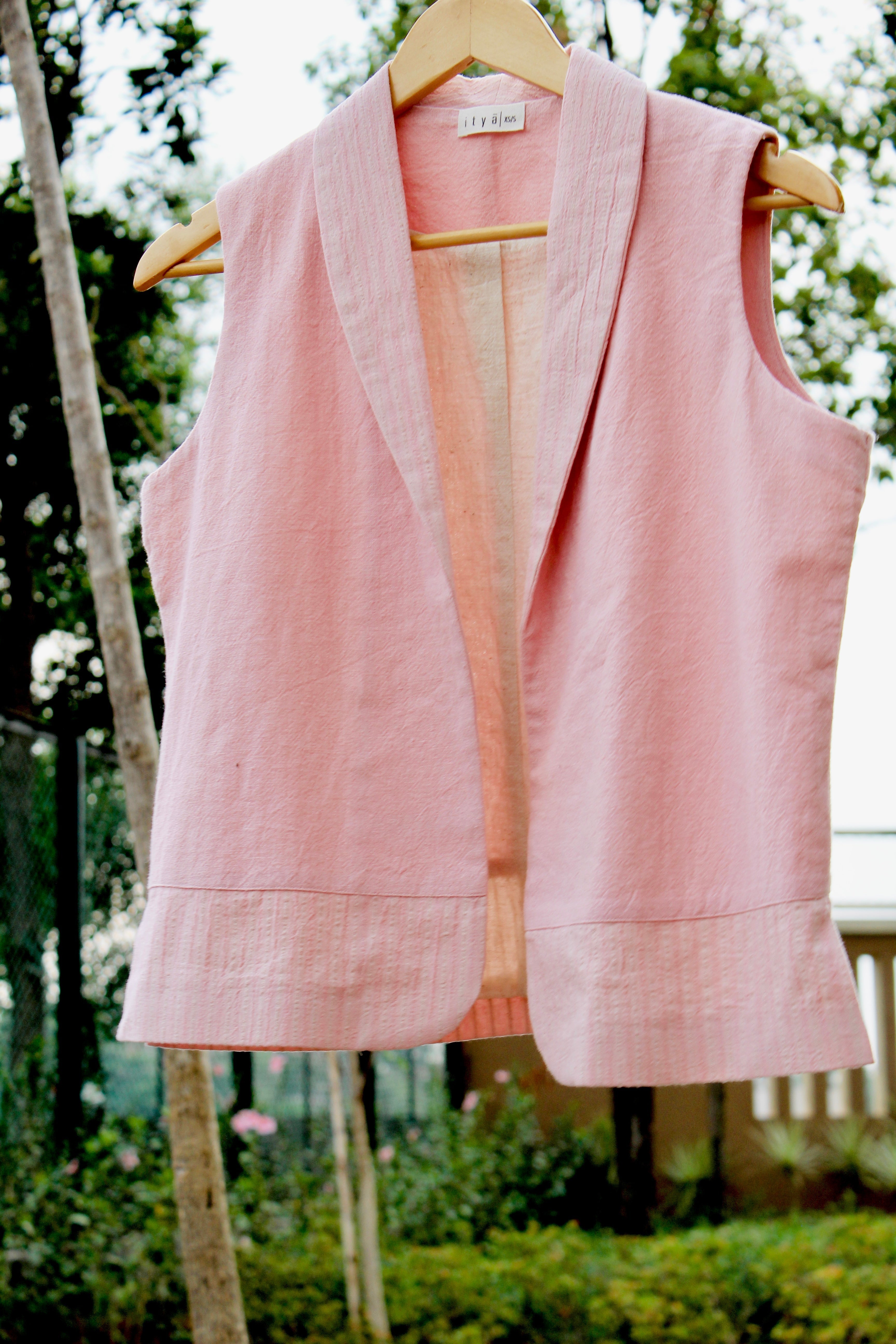 Kurasu Blazer by Itya with Blazers, Casual Wear, Hand Spun Cotton, Handwoven cotton, Natural, Pastel Perfect, Pastel Perfect by Itya, Pink, Plant Dye, Relaxed Fit, Solids, SS22, Womenswear at Kamakhyaa for sustainable fashion