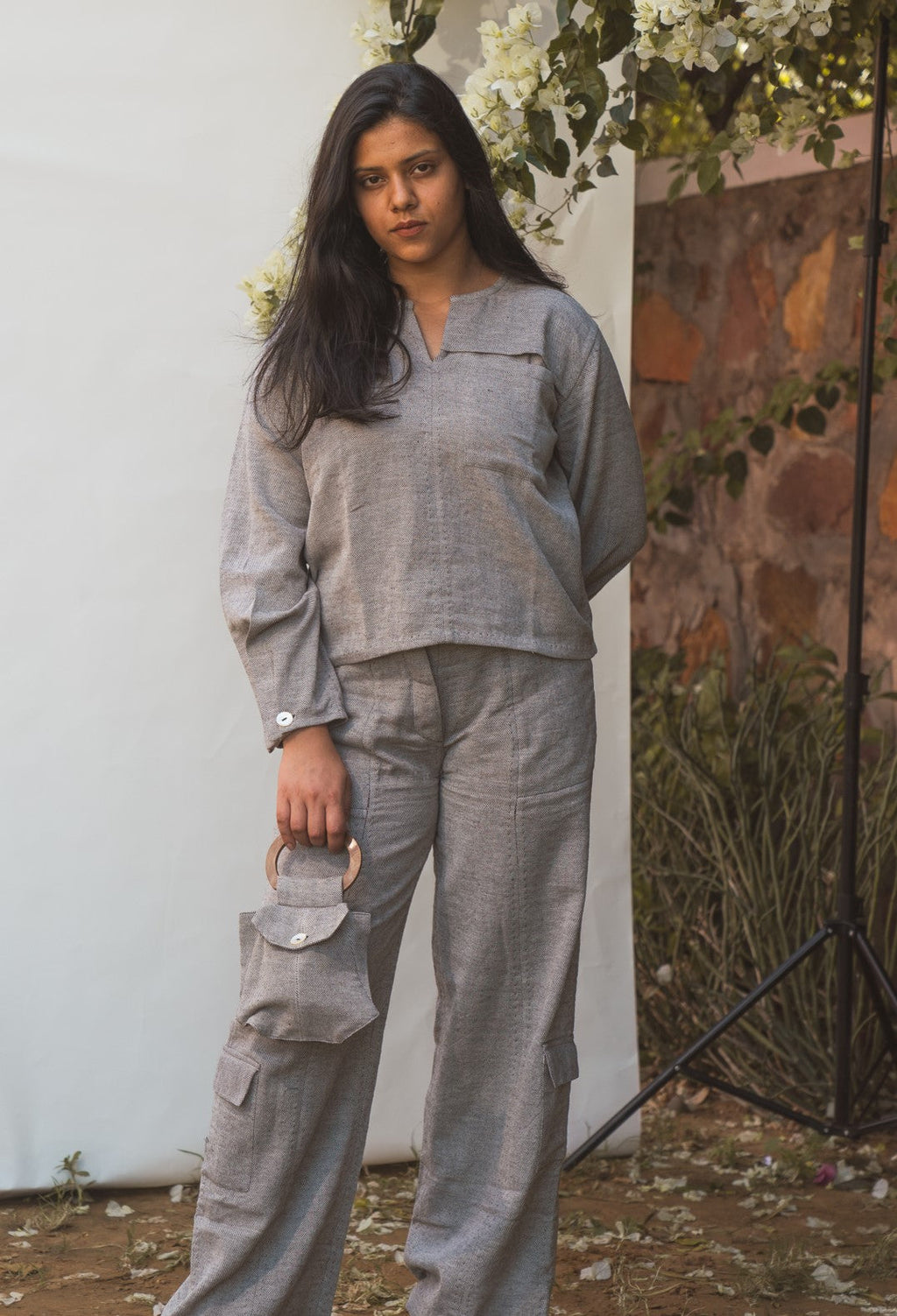 Pouch Bag by Lafaani with 100% pure cotton, Bags, Black, Casual Wear, Grey, Handbags, Natural with azo free dyes, Organic, Regular Fit, Solids, Sonder, Sonder by Lafaani at Kamakhyaa for sustainable fashion