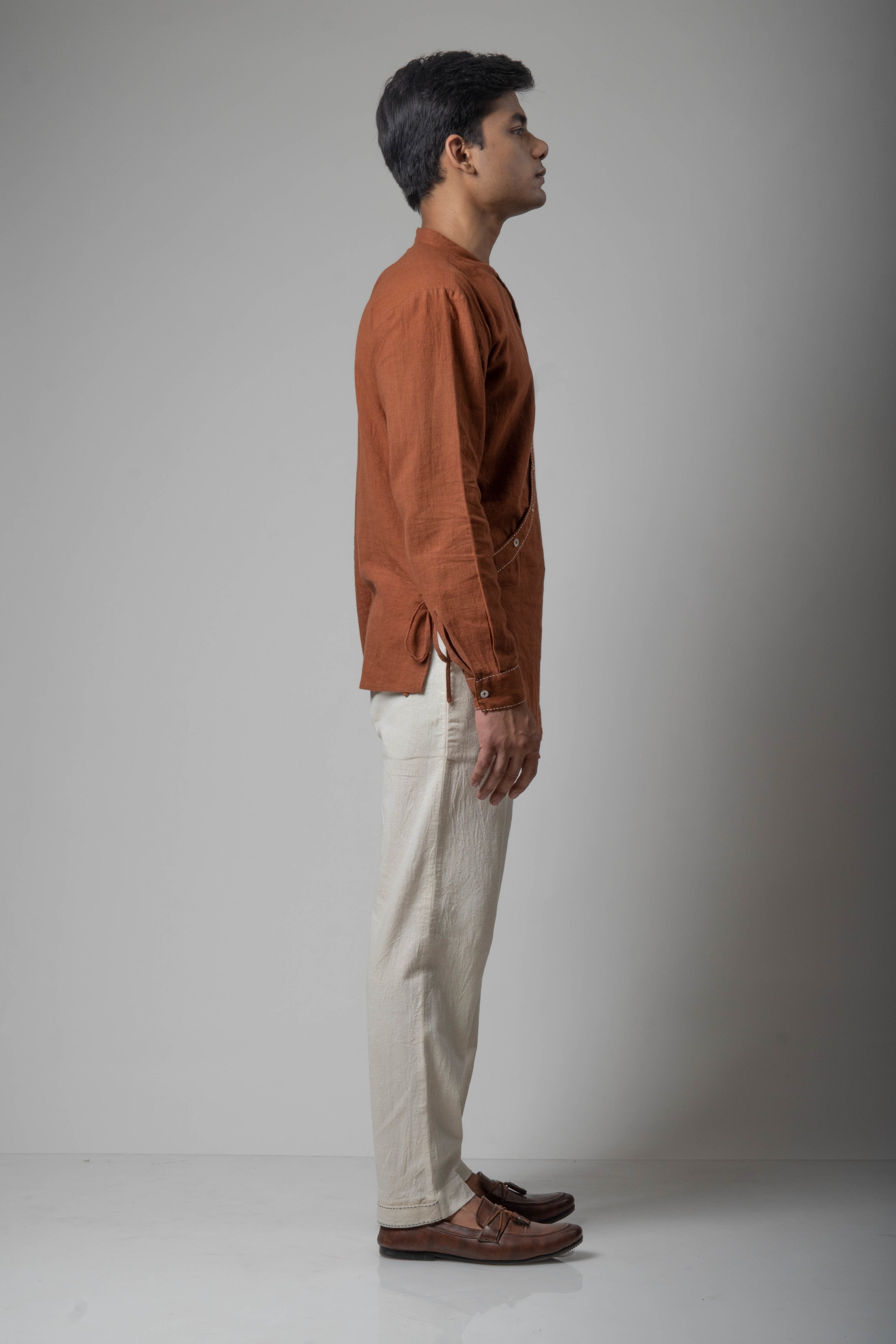 Brown Cotton Shirt by Lafaani with Brown, Casual Wear, Cotton, fall, For Him, Menswear, Natural, Regular Fit, Shirts, Solids, The Way You Look by Lafaani, Tops at Kamakhyaa for sustainable fashion