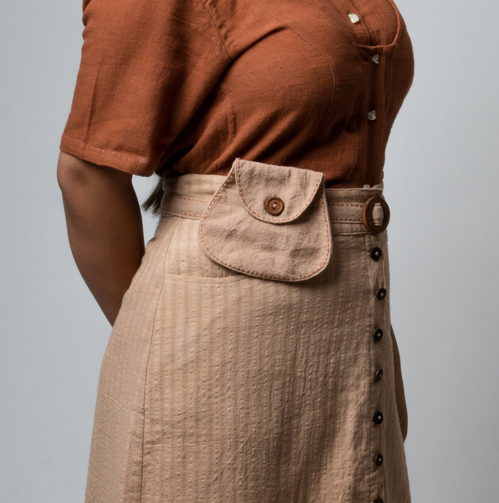 Beige/Charcoal Grey/White Upcycled Cotton Belt Bag by Lafaani with Add Ons, Bags, Belt Bags, Casual Wear, Free Size, Less than $50, Multicolor, Natural, Products less than $25, Solids, The Way You Look by Lafaani, Upcycled, Upcycled Cotton at Kamakhyaa for sustainable fashion