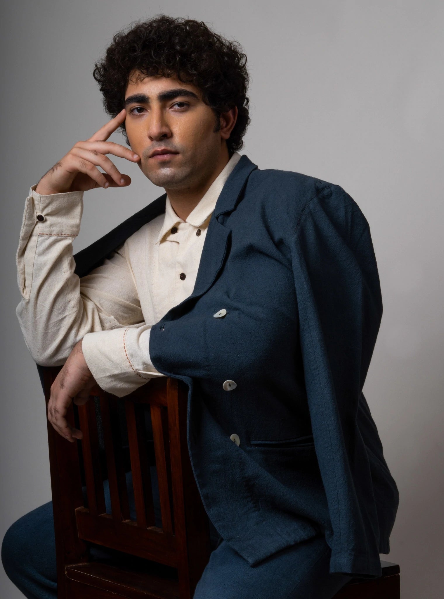 Charcoal Double Breasted Cotton Jacket by Lafaani with Casual Wear, Cotton, For Him, Grey, Jackets, Mens Overlay, Menswear, Natural, Regular Fit, Solids, The Way You Look by Lafaani at Kamakhyaa for sustainable fashion