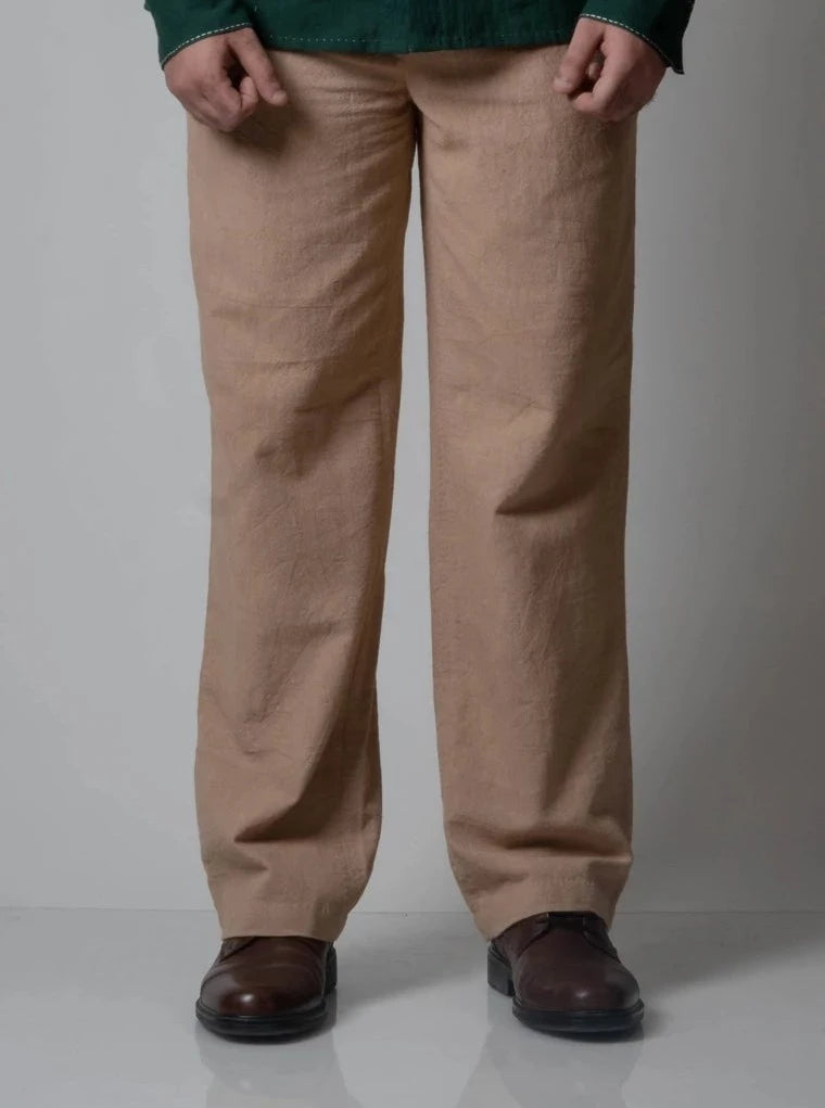 Beige Cotton Pants by Lafaani with Beige, Bottoms, Casual Wear, Cotton, For Him, Mens Bottom, Menswear, Natural, Pants, Regular Fit, Solids, The Way You Look by Lafaani at Kamakhyaa for sustainable fashion