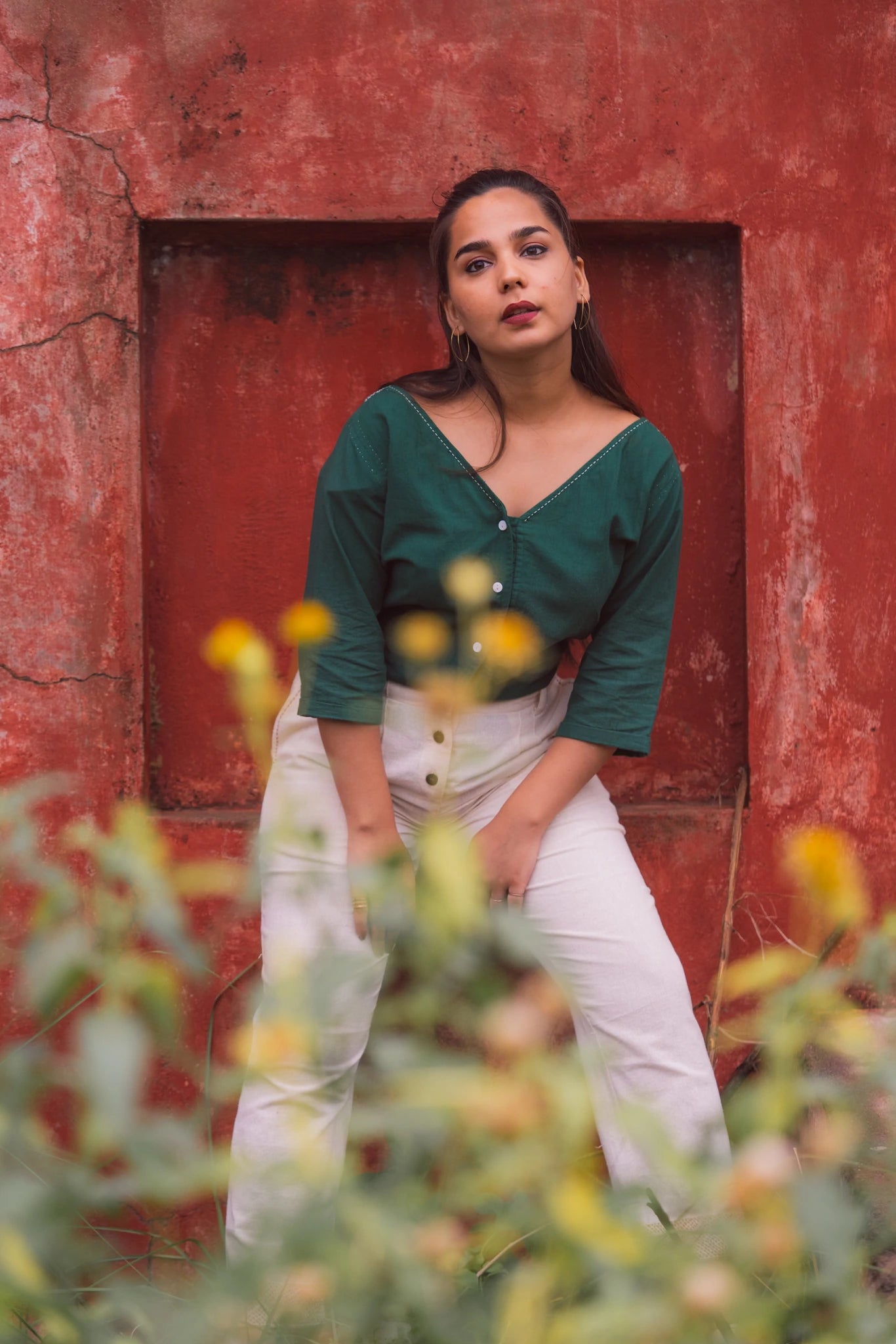 Green Reversible Cotton Top by Lafaani with Blouses, Casual Wear, Cotton, Green, Natural, Regular Fit, Reversible, Solids, The Way You Look by Lafaani, Tops, Womenswear at Kamakhyaa for sustainable fashion
