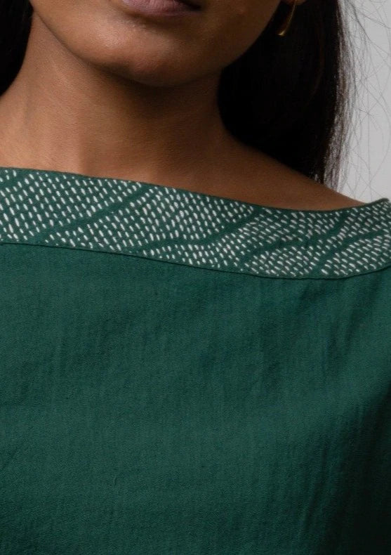 Green Reversible Cotton Top by Lafaani with Blouses, Casual Wear, Cotton, Green, Natural, Regular Fit, Reversible, Solids, The Way You Look by Lafaani, Tops, Womenswear at Kamakhyaa for sustainable fashion
