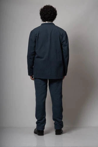 Charcoal Double Breasted Cotton Jacket by Lafaani with Casual Wear, Cotton, For Him, Grey, Jackets, Mens Overlay, Menswear, Natural, Regular Fit, Solids, The Way You Look by Lafaani at Kamakhyaa for sustainable fashion