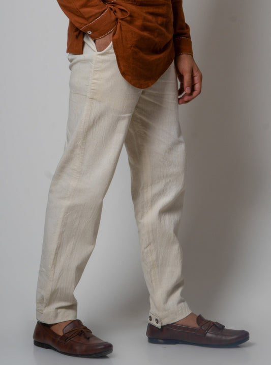 White Pants- Mens by Lafaani with Bottoms, Casual Wear, Cotton, For Him, Mens Bottom, Menswear, Natural, Pants, Regular Fit, Solids, The Way You Look by Lafaani, White at Kamakhyaa for sustainable fashion