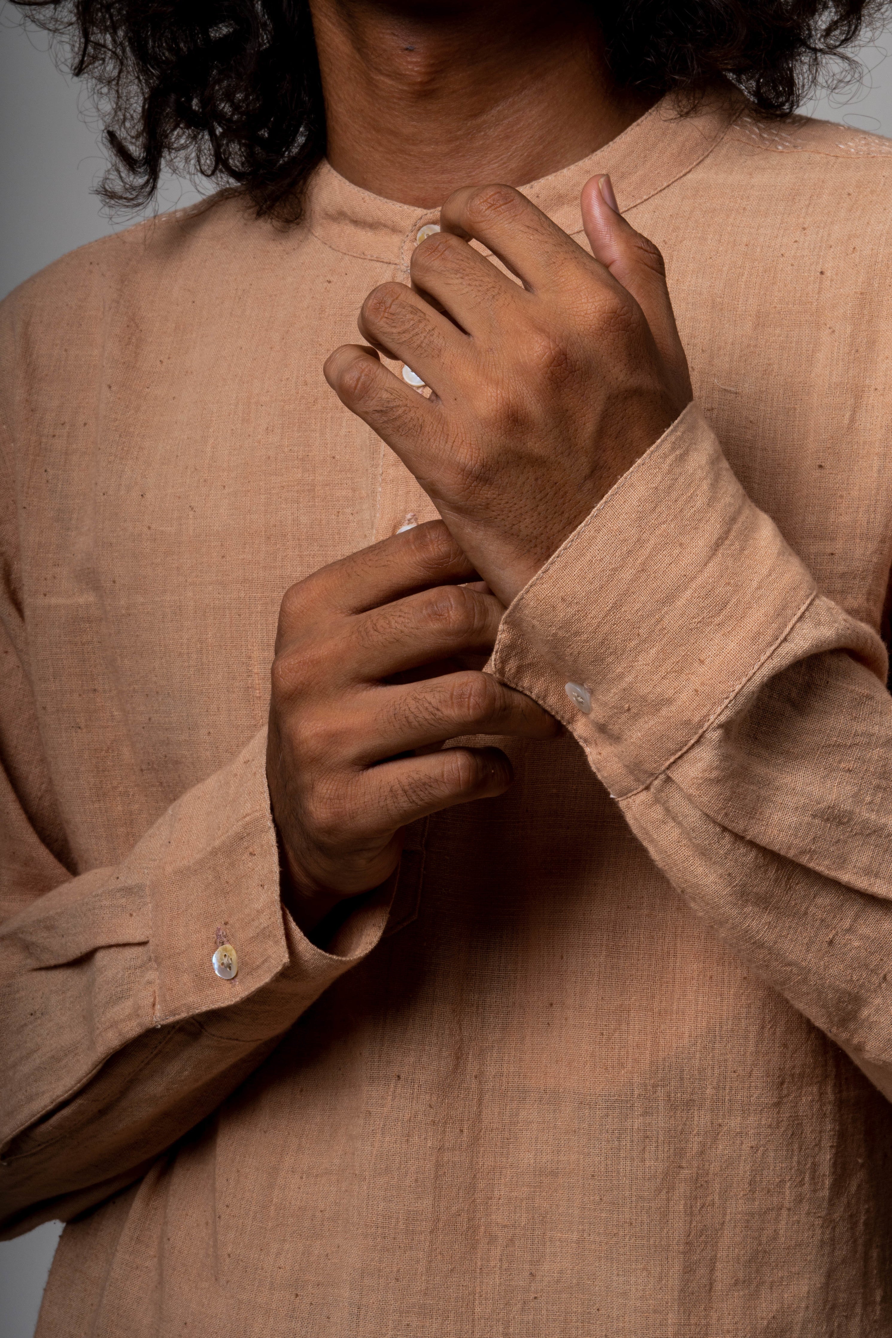 Beige Cotton Shirt by Lafaani with Brown, Casual Wear, Cotton, Fall, For Him, Menswear, Natural, Regular Fit, Shirts, Solids, The Way You Look by Lafaani, Tops at Kamakhyaa for sustainable fashion