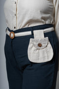 White/Charcoal Grey/Beige Upcycled Cotton Belt Bags by Lafaani with Add Ons, Bags, Belt Bags, Casual Wear, Free Size, Less than $50, Multicolor, Natural, Solids, The Way You Look by Lafaani, Upcycled, Upcycled Cotton at Kamakhyaa for sustainable fashion