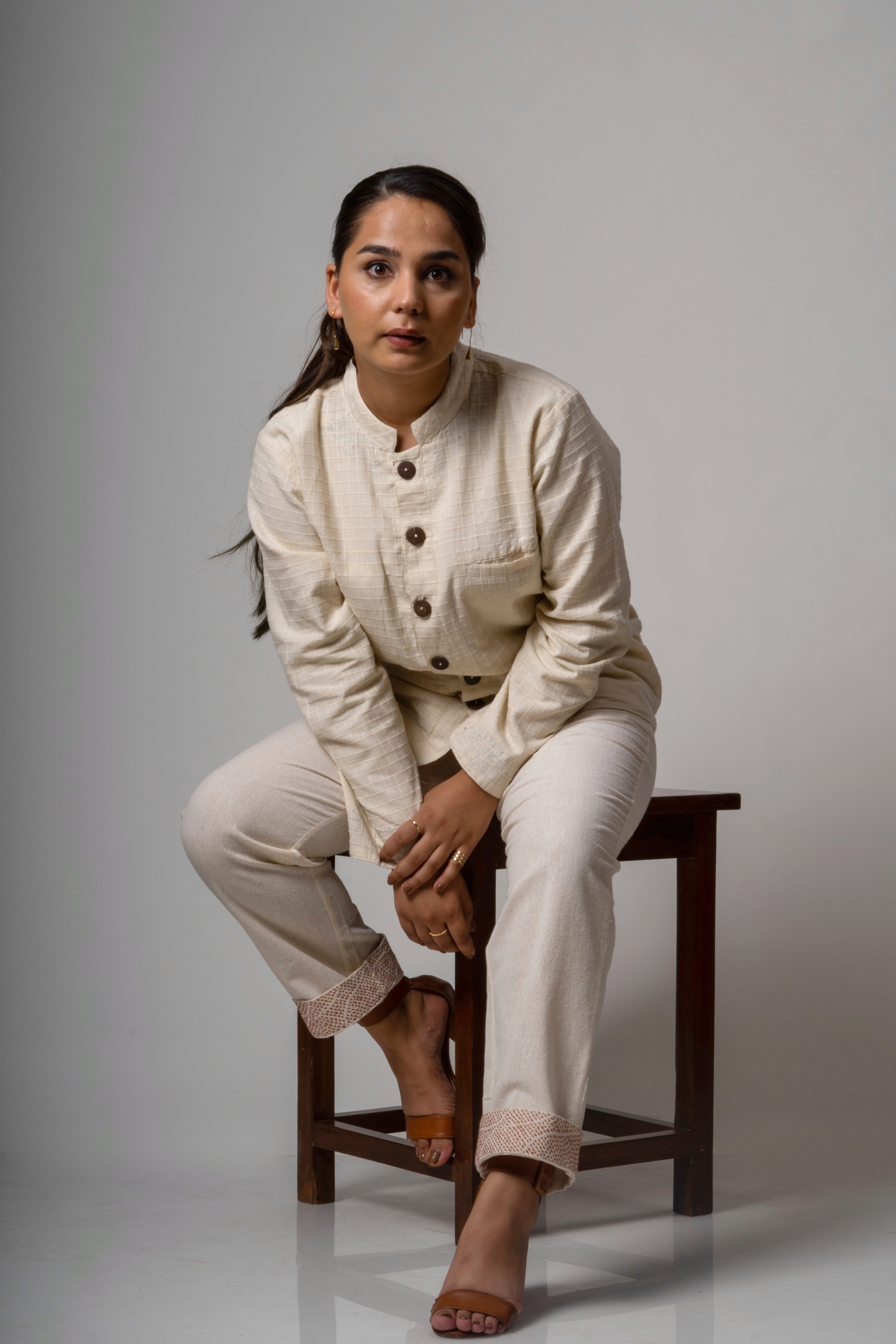 White Reversible Cotton Jacket by Lafaani with Casual Wear, Cotton, Jackets, Natural, Regular Fit, Reversible, Solids, The Way You Look by Lafaani, White, Womenswear at Kamakhyaa for sustainable fashion