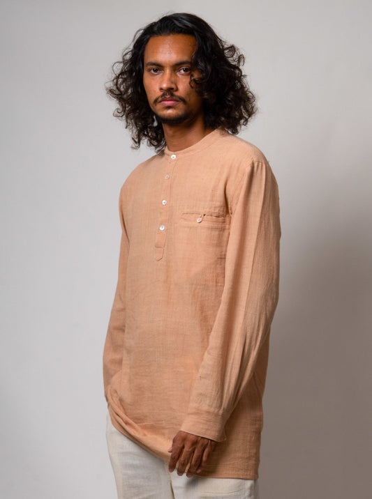 Beige Cotton Shirt by Lafaani with Brown, Casual Wear, Cotton, Fall, For Him, Menswear, Natural, Regular Fit, Shirts, Solids, The Way You Look by Lafaani, Tops at Kamakhyaa for sustainable fashion