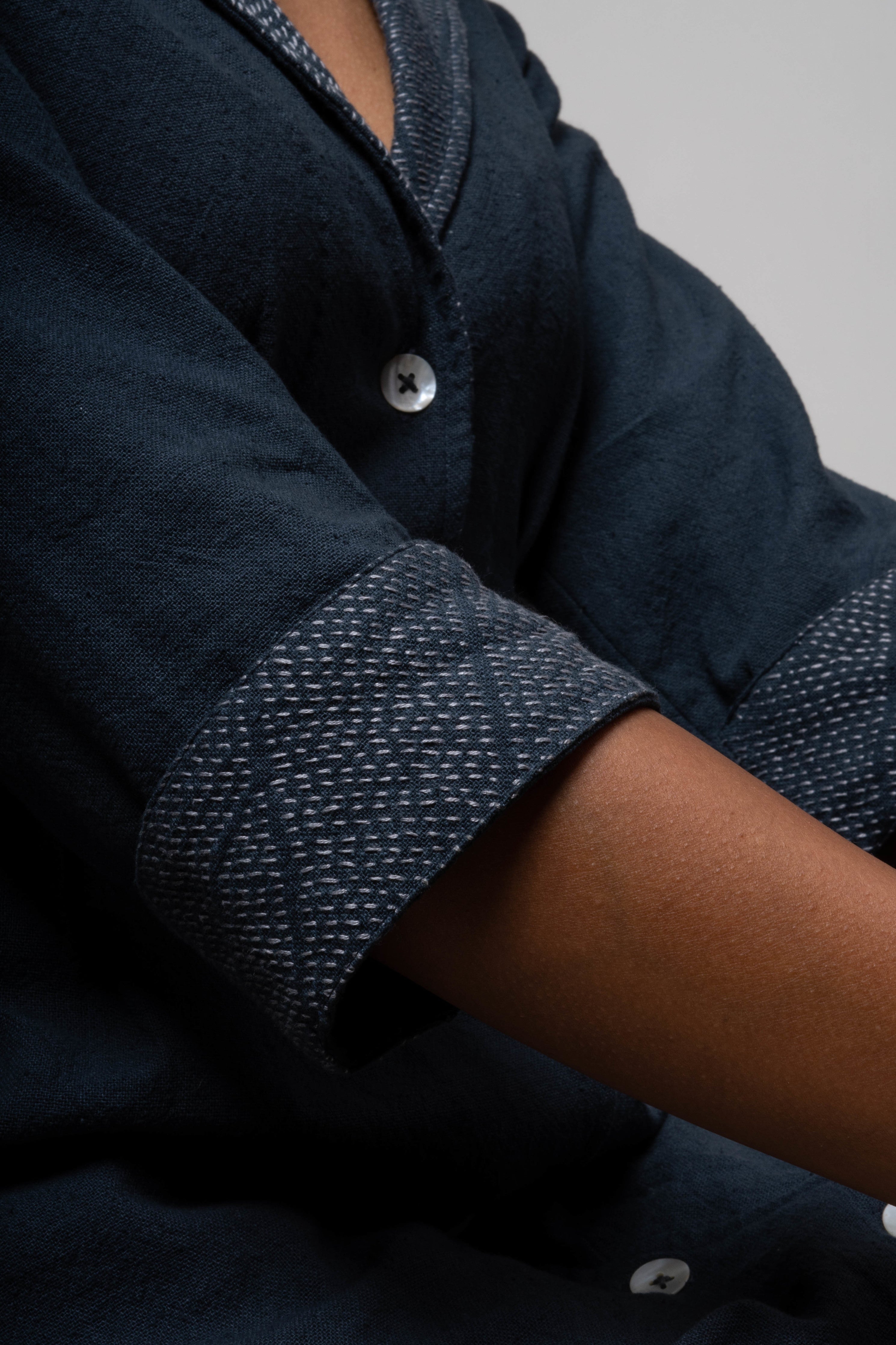 Inverted Charcoal Midi Dress by Lafaani with Black, Casual Wear, Cotton, Grey, Midi Dresses, Natural, Regular Fit, Shirt Dresses, Solids, The Way You Look by Lafaani, Womenswear at Kamakhyaa for sustainable fashion