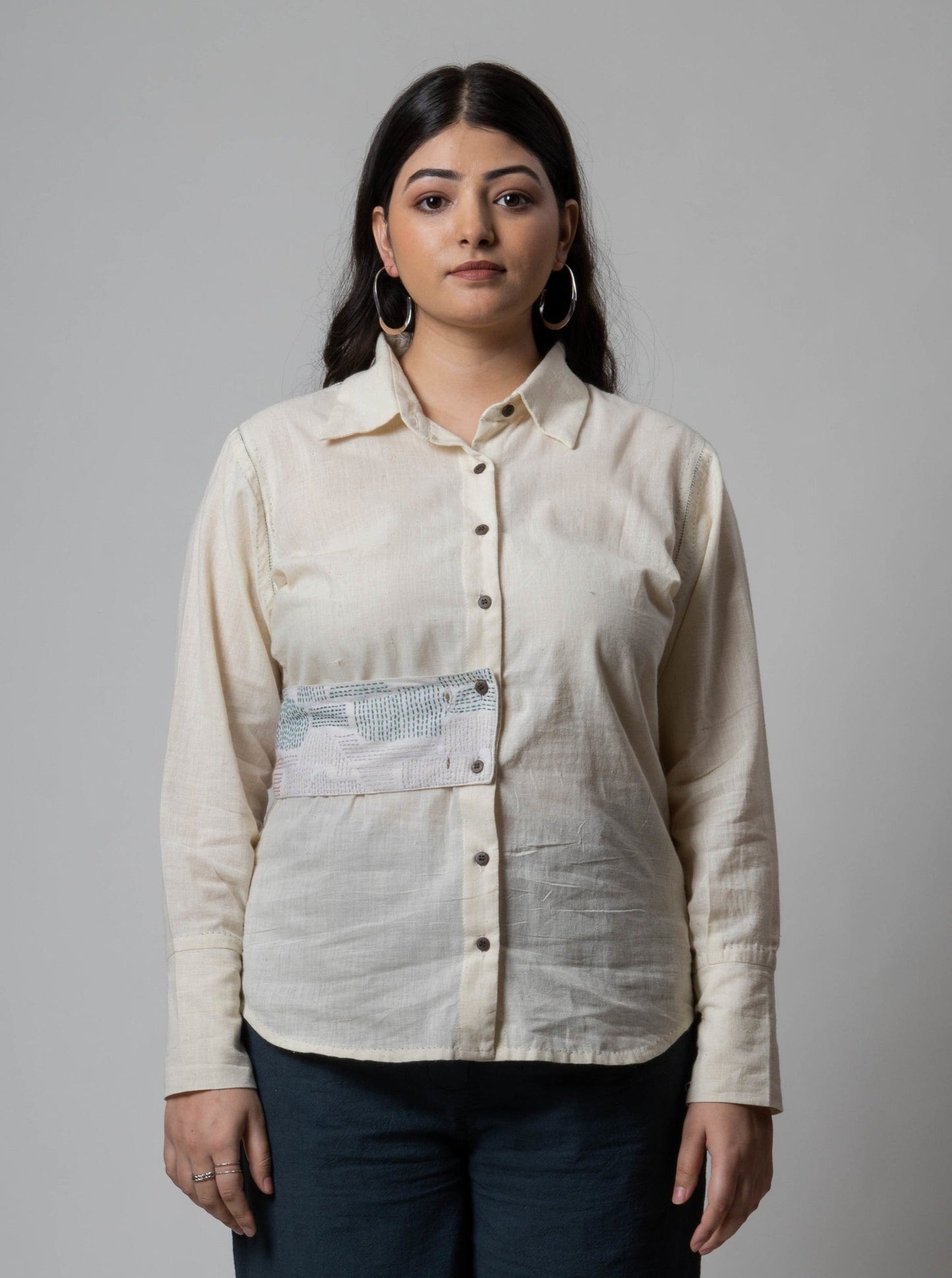 White Cotton Shirt at Kamakhyaa by Lafaani. This item is Casual Wear, Cotton, Natural, Regular Fit, Shirts, Solids, Tops, White, Womenswear