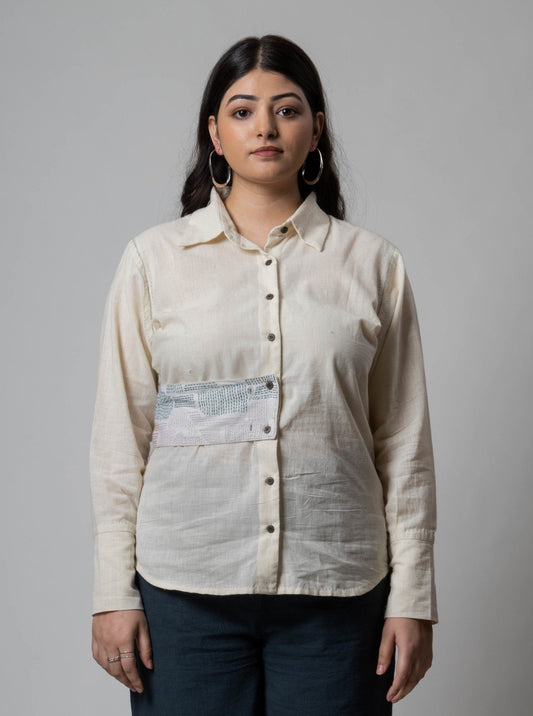 White Cotton Shirt by Lafaani with Casual Wear, Cotton, Natural, Regular Fit, Shirts, Solids, The Way You Look by Lafaani, Tops, White, Womenswear at Kamakhyaa for sustainable fashion