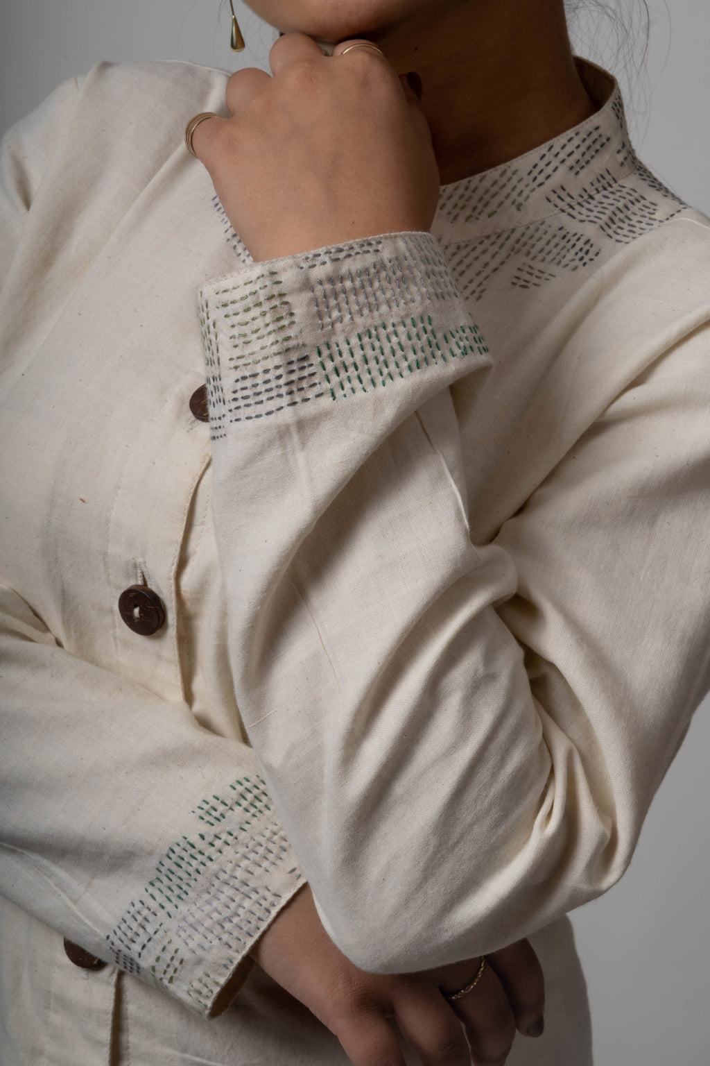 White Reversible Cotton Jacket by Lafaani with Casual Wear, Cotton, Jackets, Natural, Regular Fit, Reversible, Solids, The Way You Look by Lafaani, White, Womenswear at Kamakhyaa for sustainable fashion