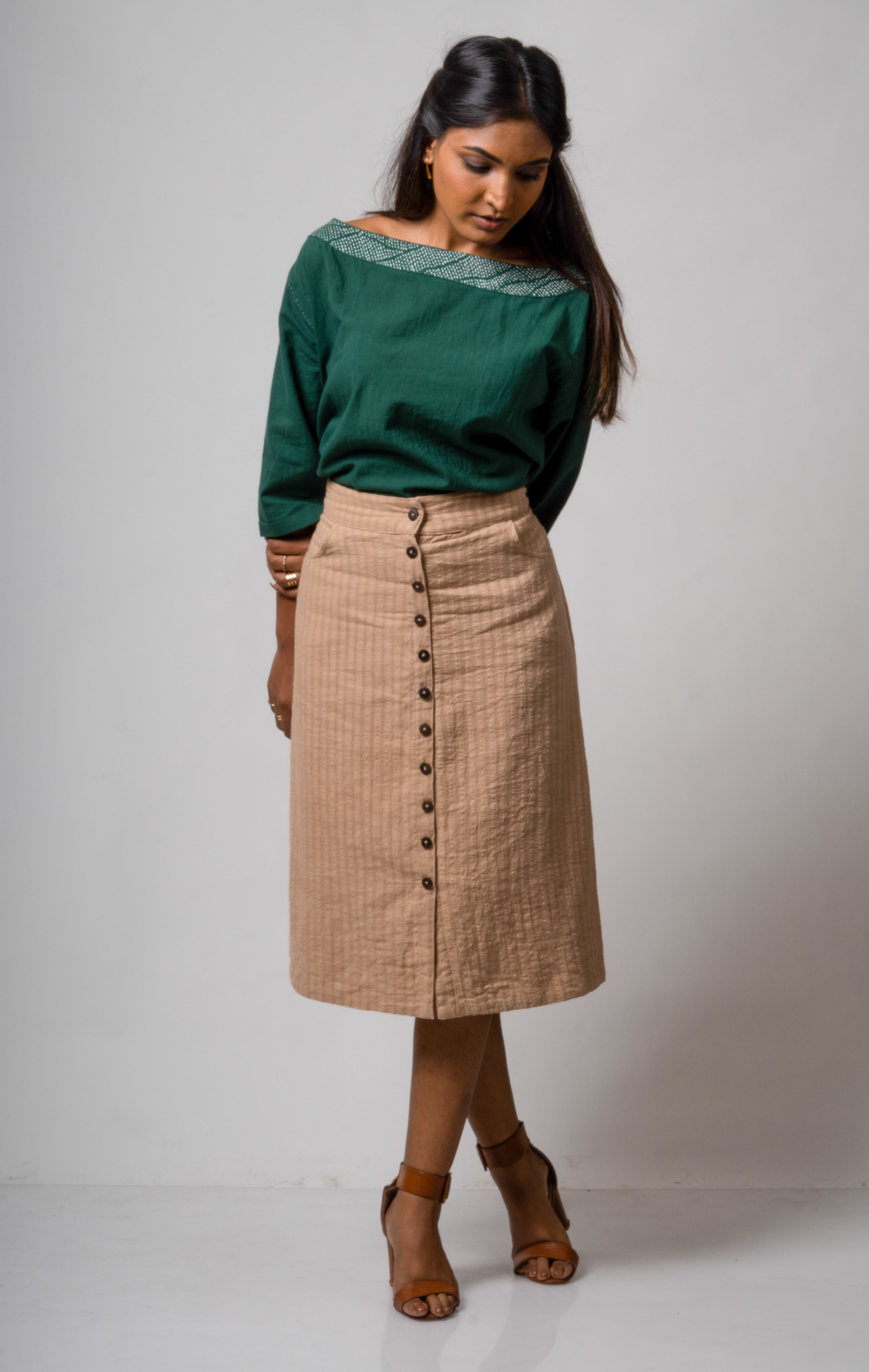 Green Reversible Cotton Top by Lafaani with Blouses, Casual Wear, Cotton, Green, Natural, Regular Fit, Reversible, Solids, The Way You Look by Lafaani, Tops, Womenswear at Kamakhyaa for sustainable fashion