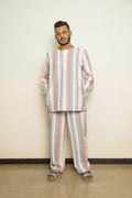 Pink Cotton Co-ord Set by Anushé Pirani with 100% Cotton, Casual Wear, Handwoven, Handwoven Cotton, Lounge Wear Co-ords, Pink, Regular Fit, Stripes, The Co-ord Edit, The Co-ord Edit by Anushe Pirani, Womenswear at Kamakhyaa for sustainable fashion