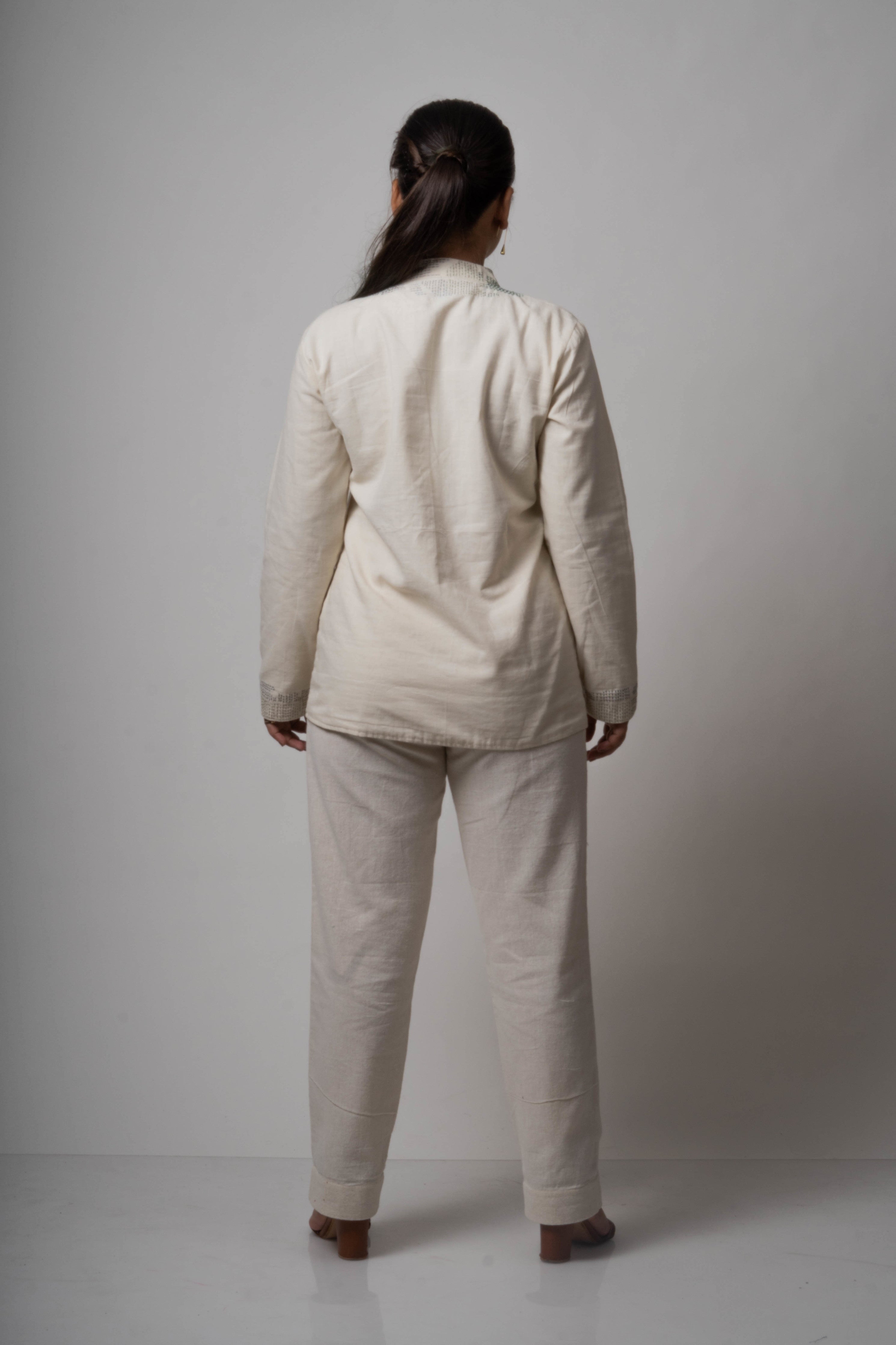 White Reversible Cotton Jacket by Lafaani with Casual Wear, Cotton, Jackets, Natural, Regular Fit, Reversible, Solids, The Way You Look by Lafaani, White, Womenswear at Kamakhyaa for sustainable fashion