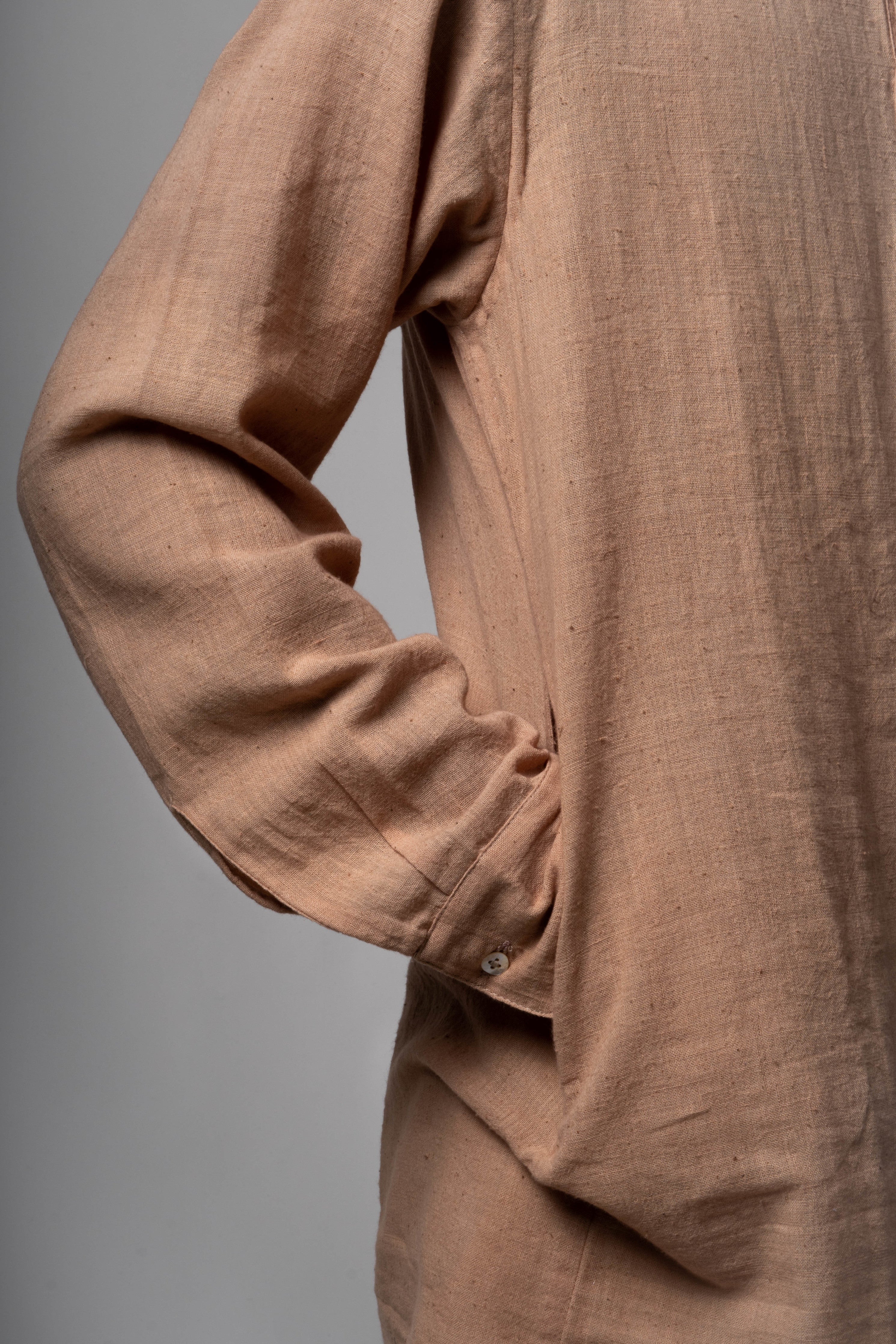 Beige Cotton Shirt by Lafaani with Brown, Casual Wear, Cotton, Fall, For Him, Menswear, Natural, Regular Fit, Shirts, Solids, The Way You Look by Lafaani, Tops at Kamakhyaa for sustainable fashion