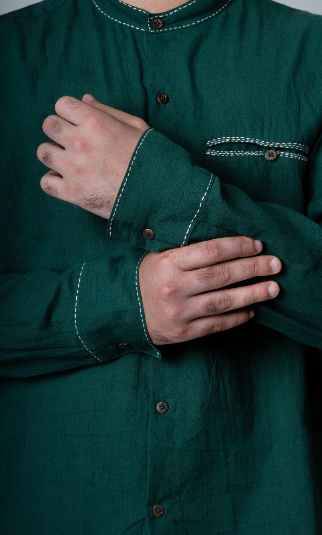 Green Cotton Shirt by Lafaani with Casual Wear, Cotton, For Him, Green, Menswear, Natural, Regular Fit, Shirts, Solids, The Way You Look by Lafaani, Tops at Kamakhyaa for sustainable fashion