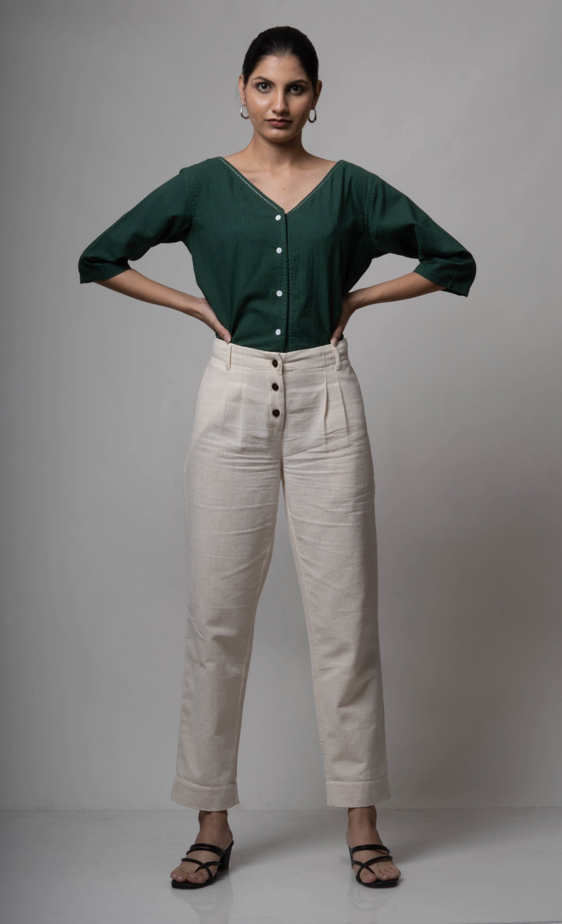 White Pants by Lafaani with Casual Wear, Cotton, Natural, Pants, Regular Fit, Solids, The Way You Look by Lafaani, White, Womenswear at Kamakhyaa for sustainable fashion