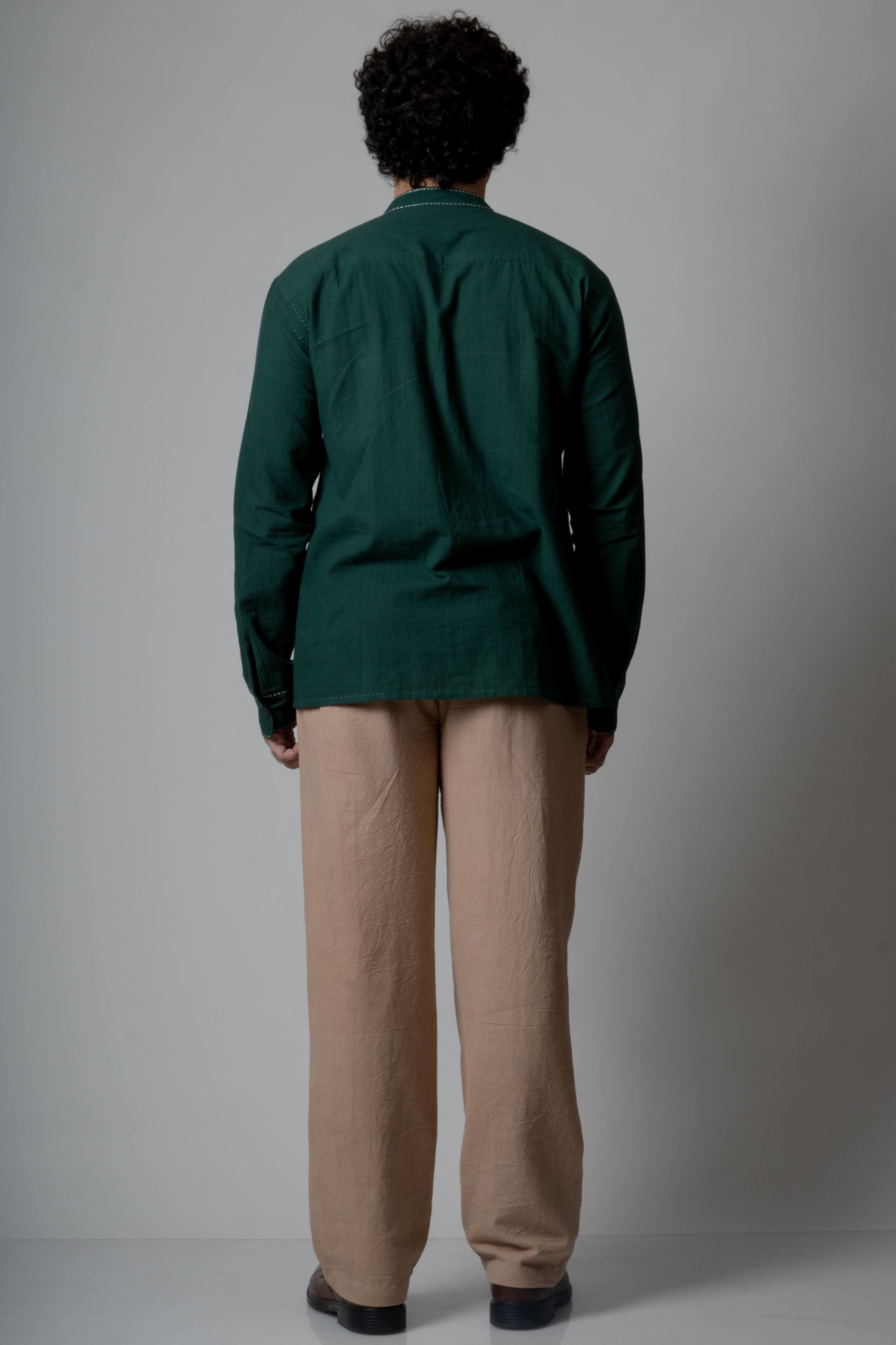 Green Cotton Shirt by Lafaani with Casual Wear, Cotton, For Him, Green, Menswear, Natural, Regular Fit, Shirts, Solids, The Way You Look by Lafaani, Tops at Kamakhyaa for sustainable fashion