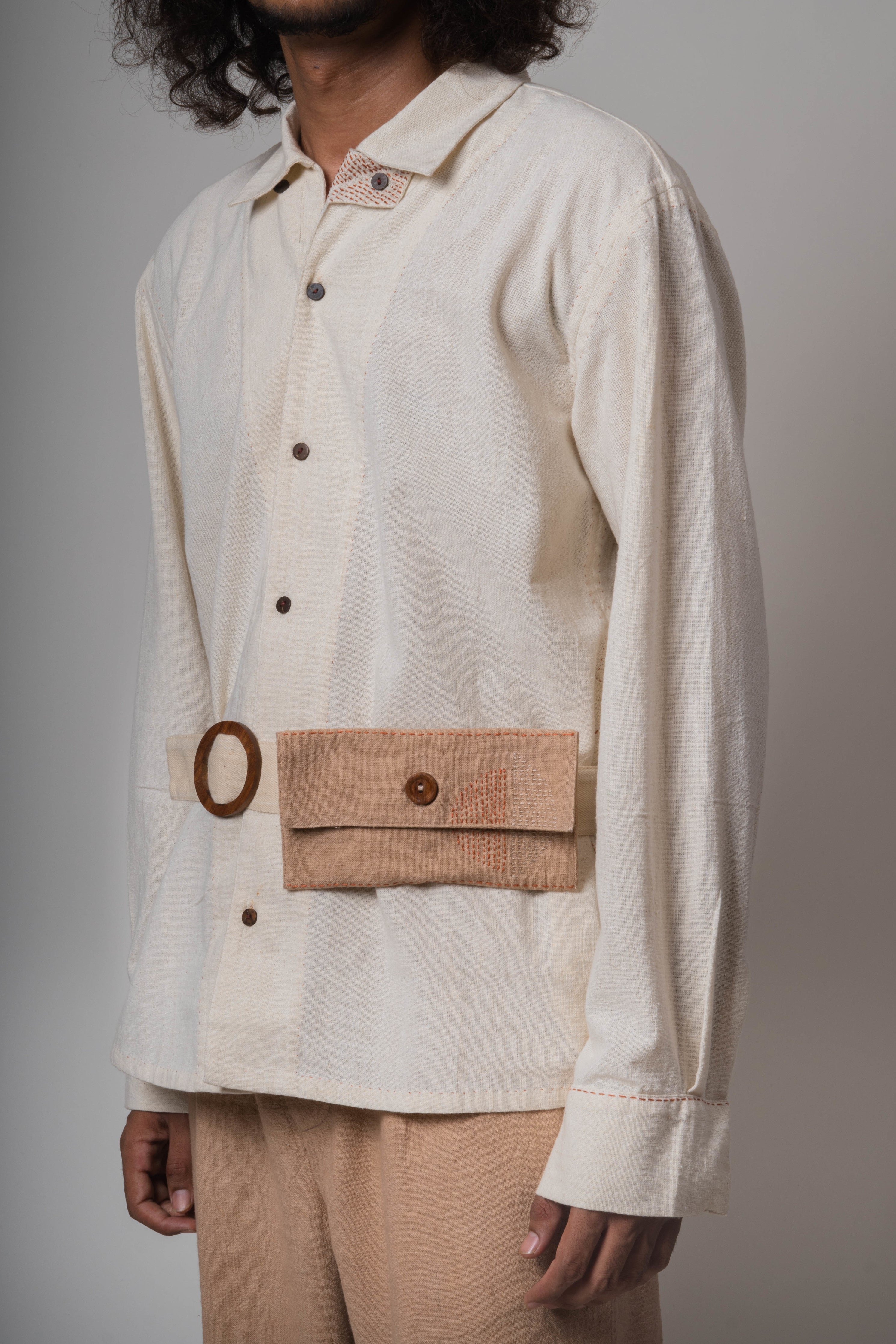 Beige/Charcoal Grey/White Upcycled Belt Bag by Lafaani with Add Ons, Bags, Belt Bags, Casual Wear, Free Size, Less than $50, Multicolor, Natural, Solids, The Way You Look by Lafaani, Upcycled, Upcycled Cotton at Kamakhyaa for sustainable fashion