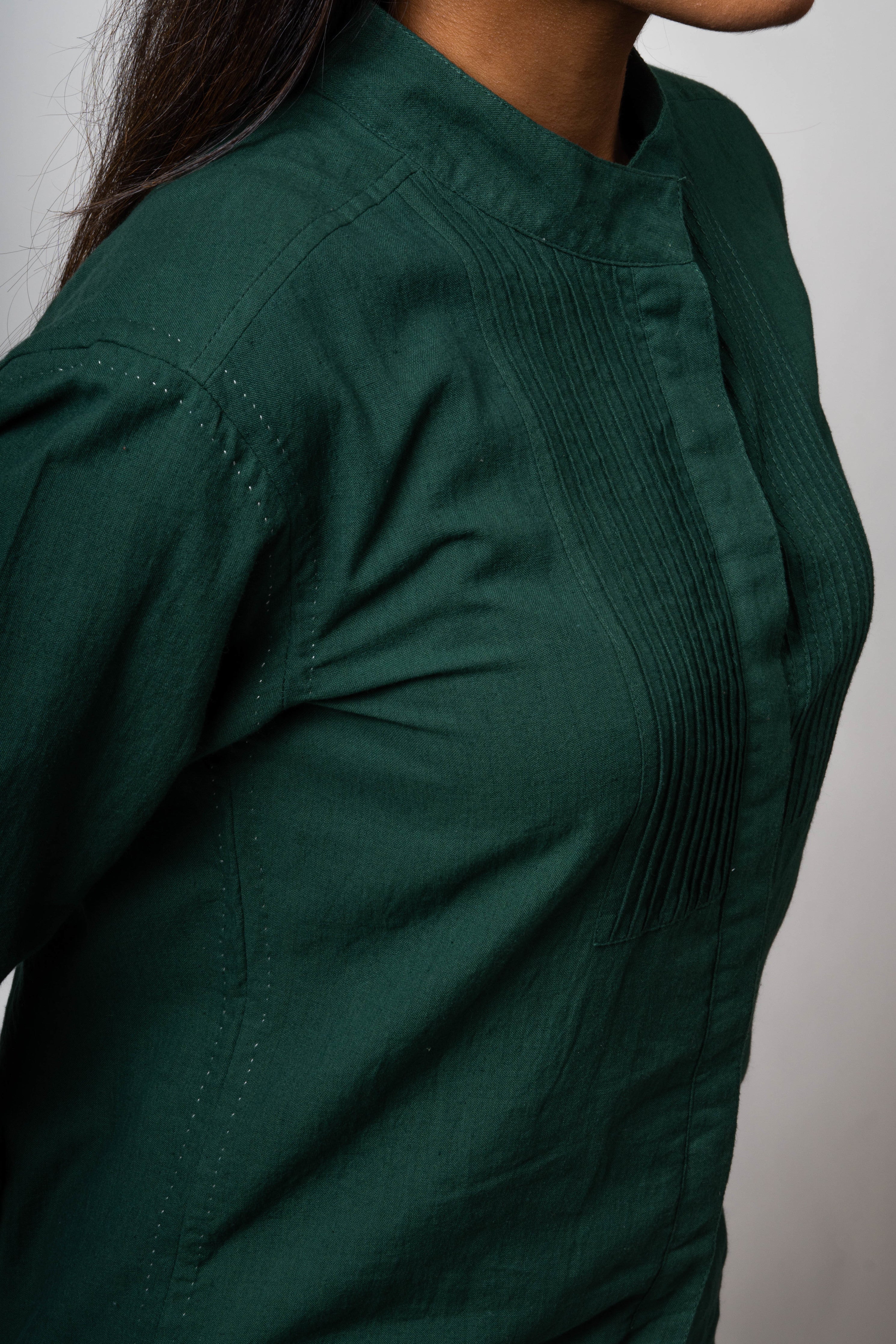 Green Cotton Shirt by Lafaani with Casual Wear, Cotton, Green, Natural, Regular Fit, Shirts, Solids, The Way You Look by Lafaani, Tops, Womenswear at Kamakhyaa for sustainable fashion