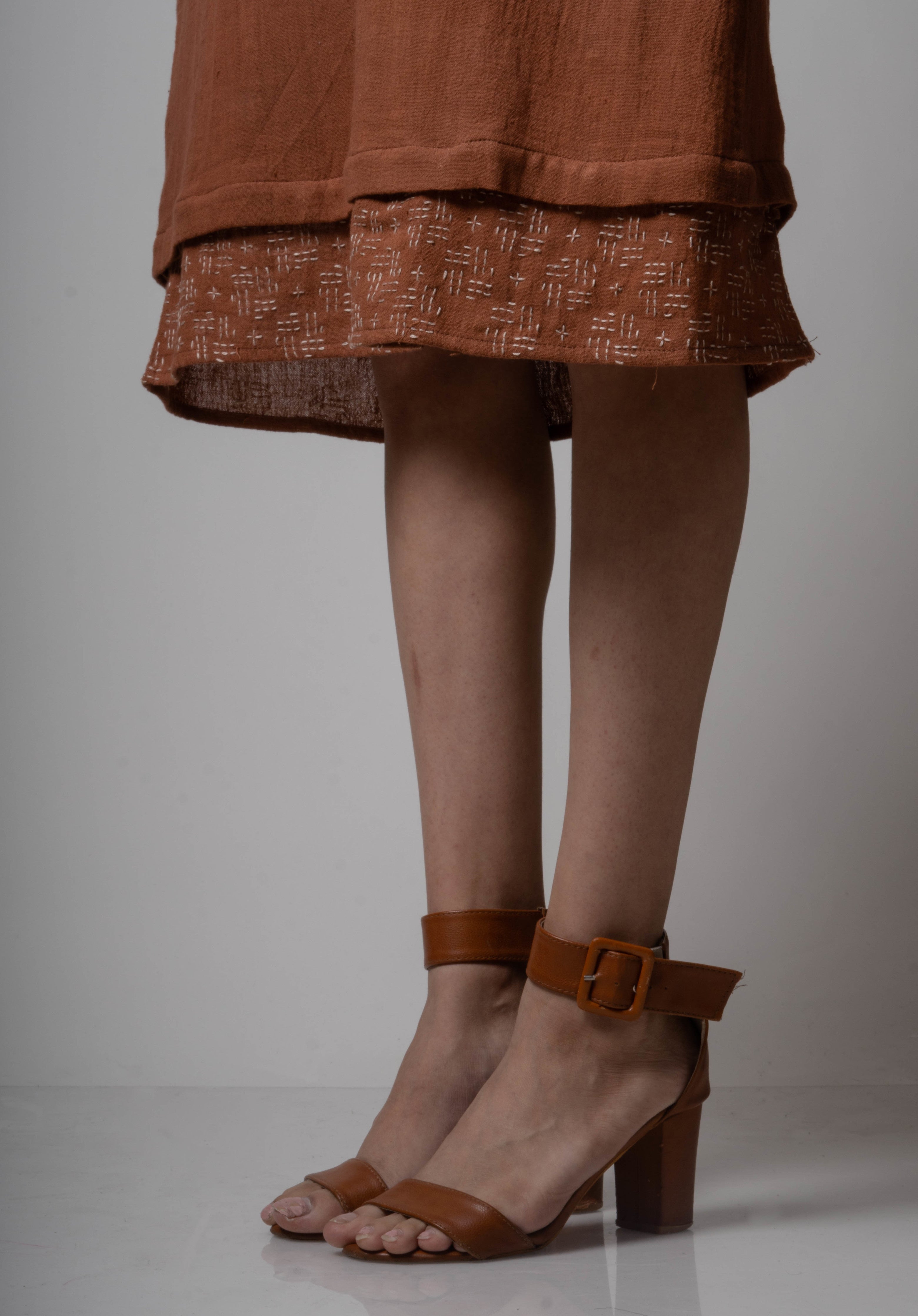 Brown Embroidered Cotton Kurta by Lafaani with Brown, Casual Wear, Cotton, fall, Indian Wear, Kurtas, Natural, Regular Fit, Solids, The Way You Look by Lafaani, Womenswear at Kamakhyaa for sustainable fashion