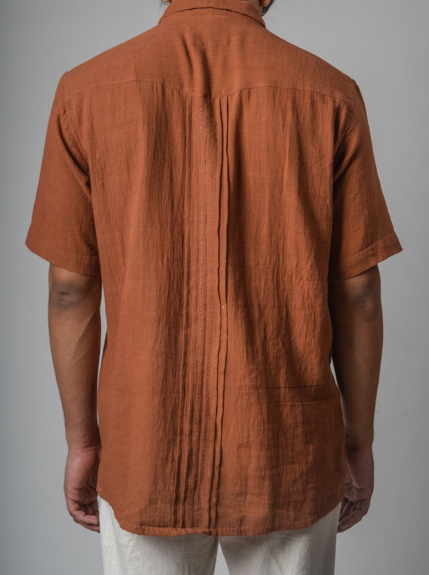 Brown Embroidered Cotton Shirt by Lafaani with Brown, Casual Wear, Cotton, fall, For Him, Menswear, Natural, Regular Fit, Shirts, Solids, The Way You Look by Lafaani, Tops at Kamakhyaa for sustainable fashion