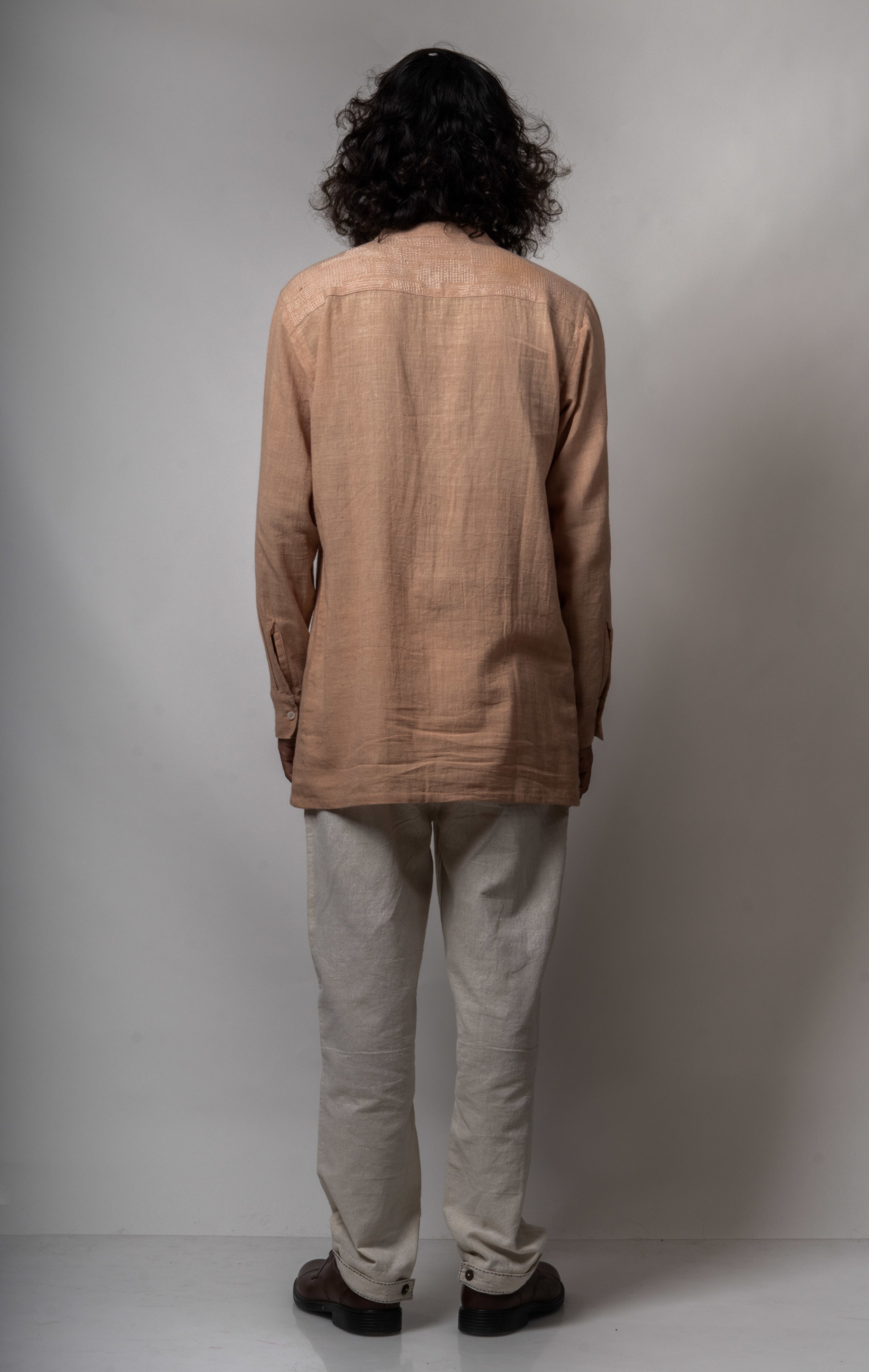 Beige Cotton Shirt by Lafaani with Brown, Casual Wear, Cotton, Fall, For Him, Menswear, Natural, Regular Fit, Shirts, Solids, The Way You Look by Lafaani, Tops at Kamakhyaa for sustainable fashion