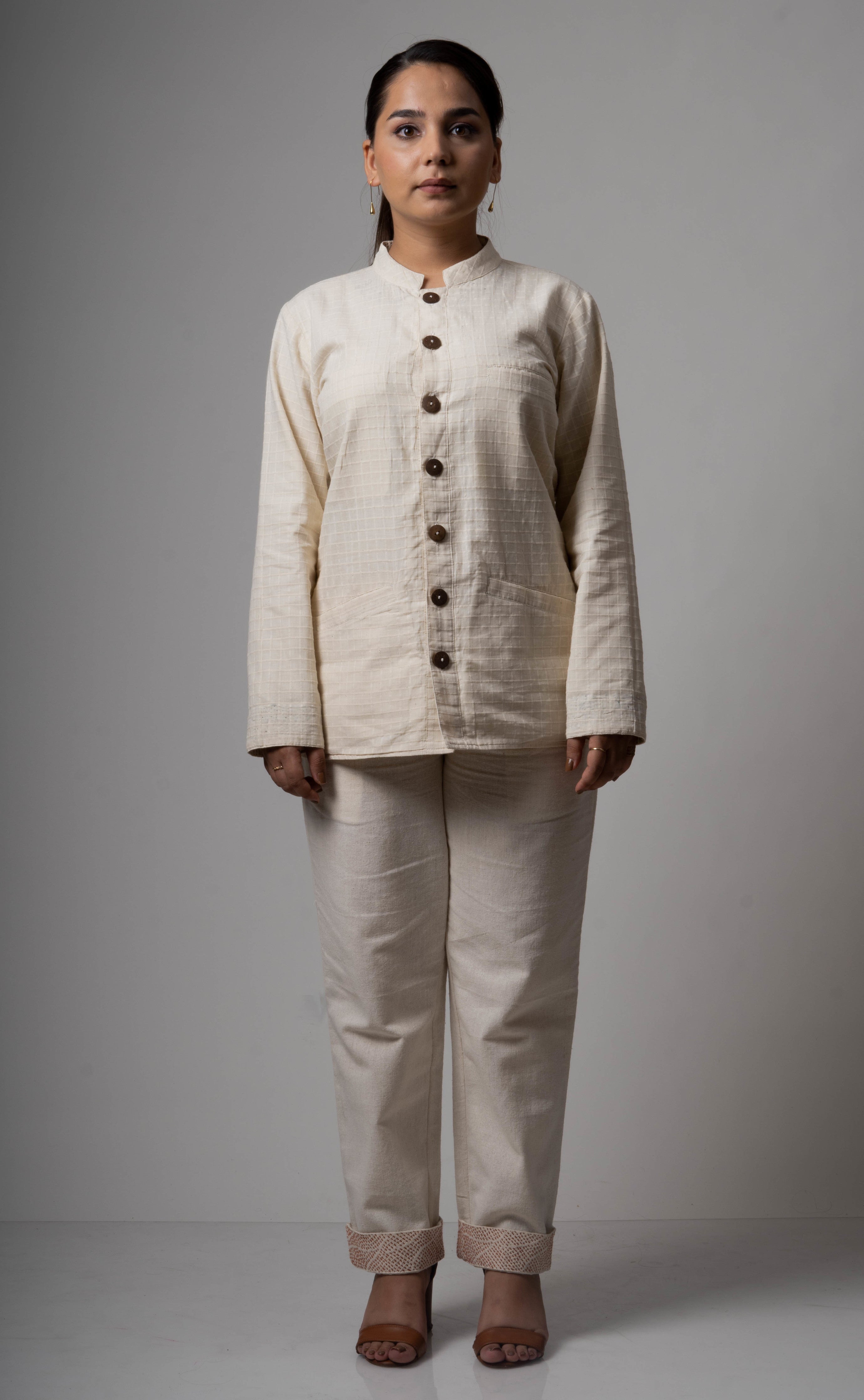 White Reversible Cotton Jacket by Lafaani with Casual Wear, Cotton, Jackets, Natural, Regular Fit, Reversible, Solids, The Way You Look by Lafaani, White, Womenswear at Kamakhyaa for sustainable fashion