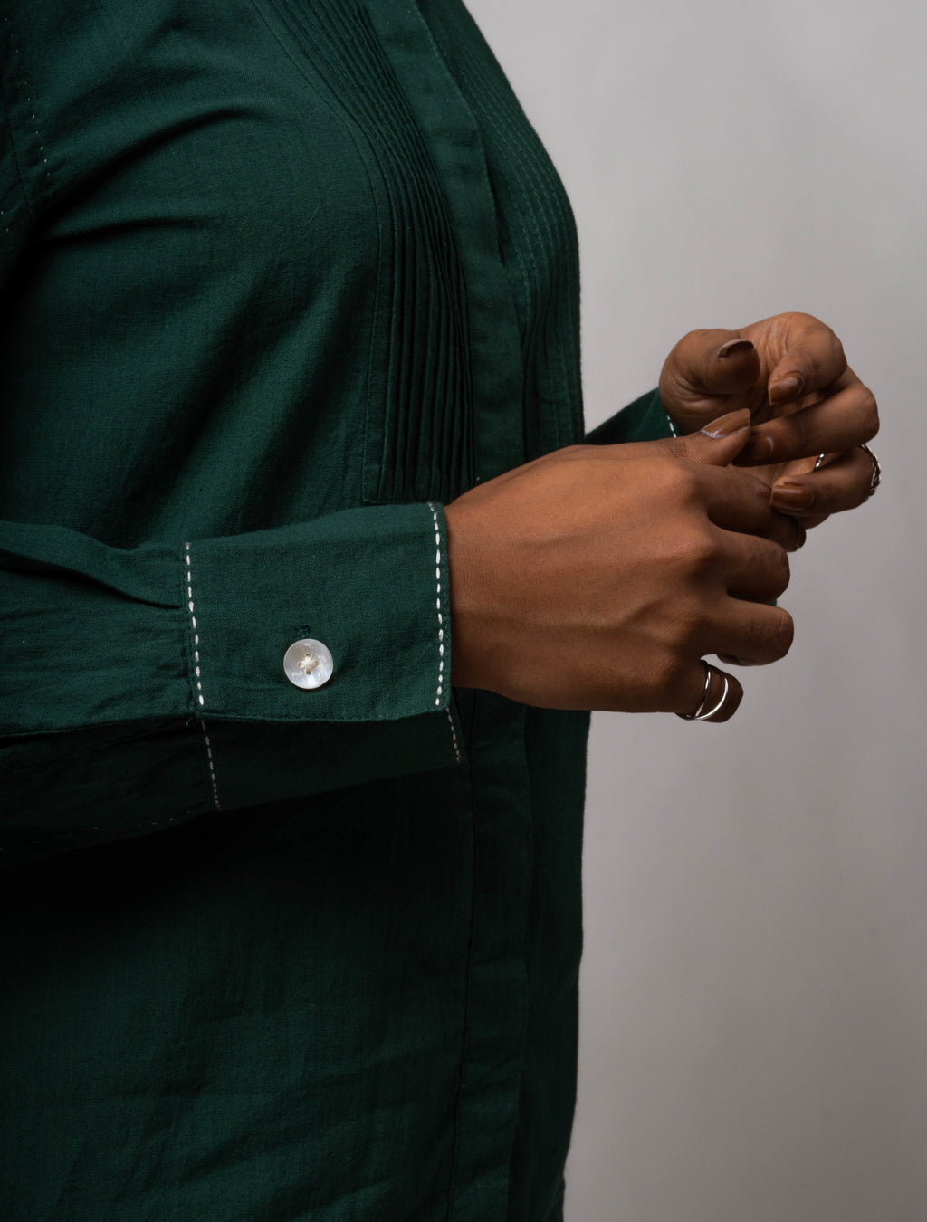 Green Cotton Shirt by Lafaani with Casual Wear, Cotton, Green, Natural, Regular Fit, Shirts, Solids, The Way You Look by Lafaani, Tops, Womenswear at Kamakhyaa for sustainable fashion