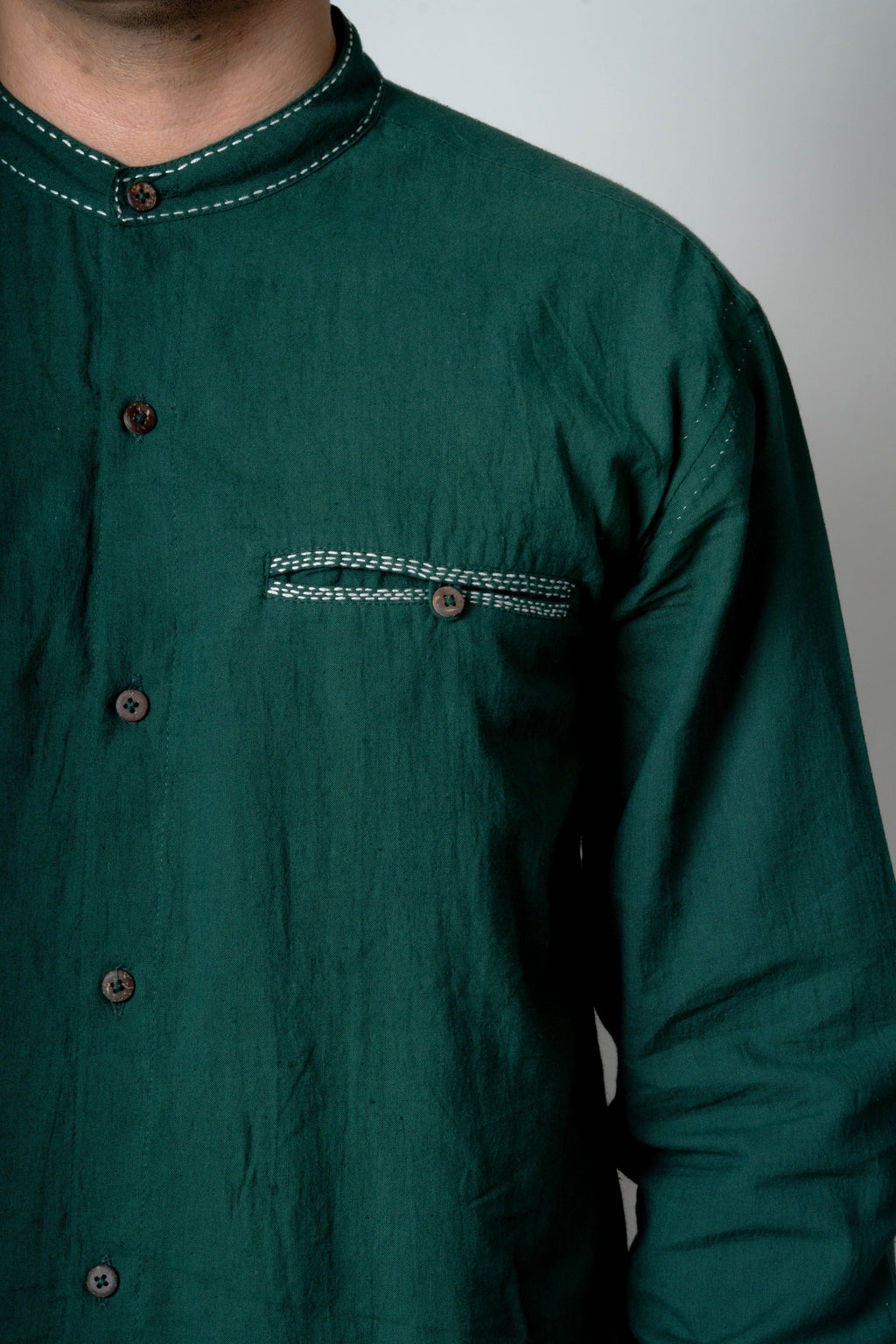 Green Cotton Shirt by Lafaani with Casual Wear, Cotton, For Him, Green, Menswear, Natural, Regular Fit, Shirts, Solids, The Way You Look by Lafaani, Tops at Kamakhyaa for sustainable fashion