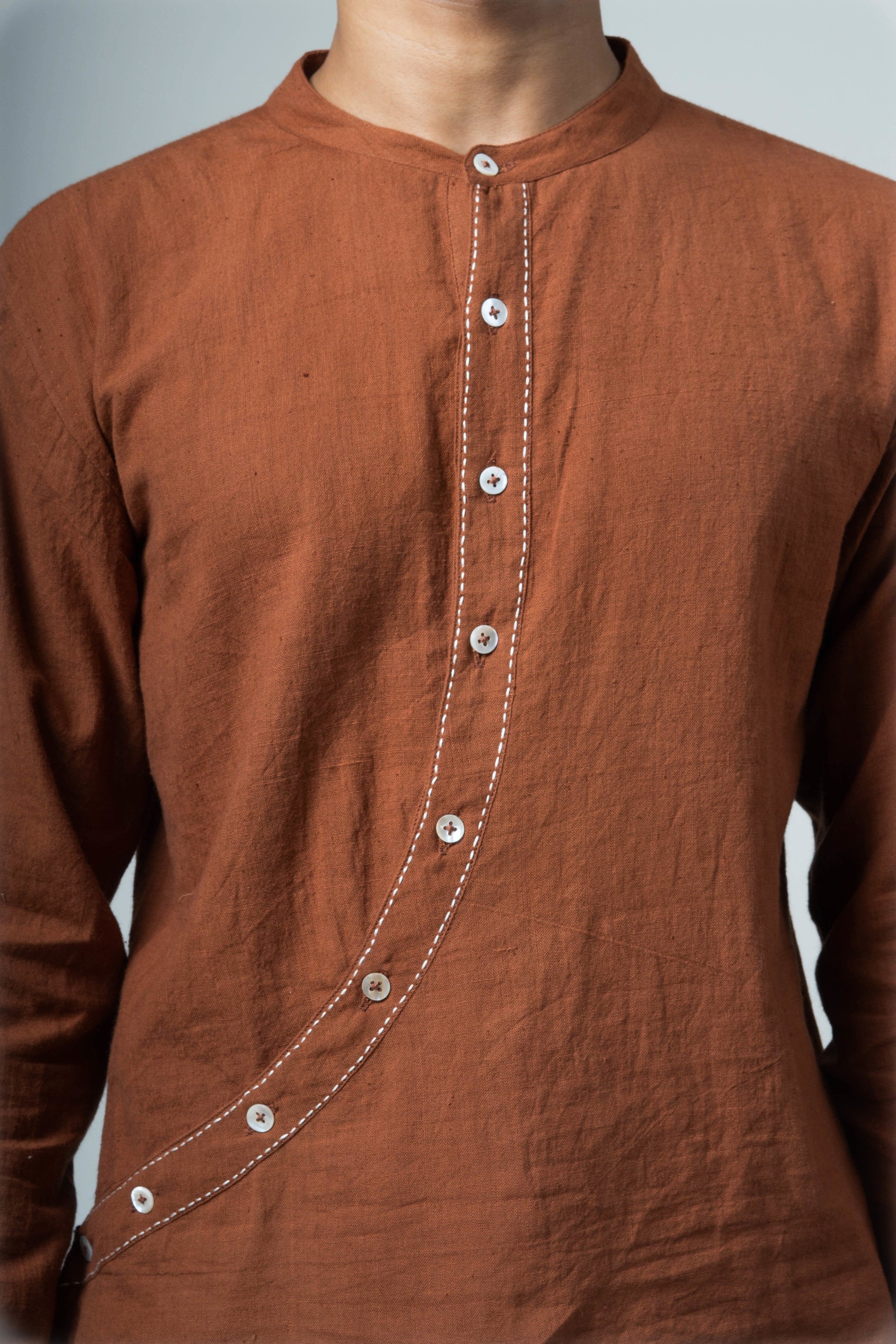 Brown Cotton Shirt by Lafaani with Brown, Casual Wear, Cotton, fall, For Him, Menswear, Natural, Regular Fit, Shirts, Solids, The Way You Look by Lafaani, Tops at Kamakhyaa for sustainable fashion