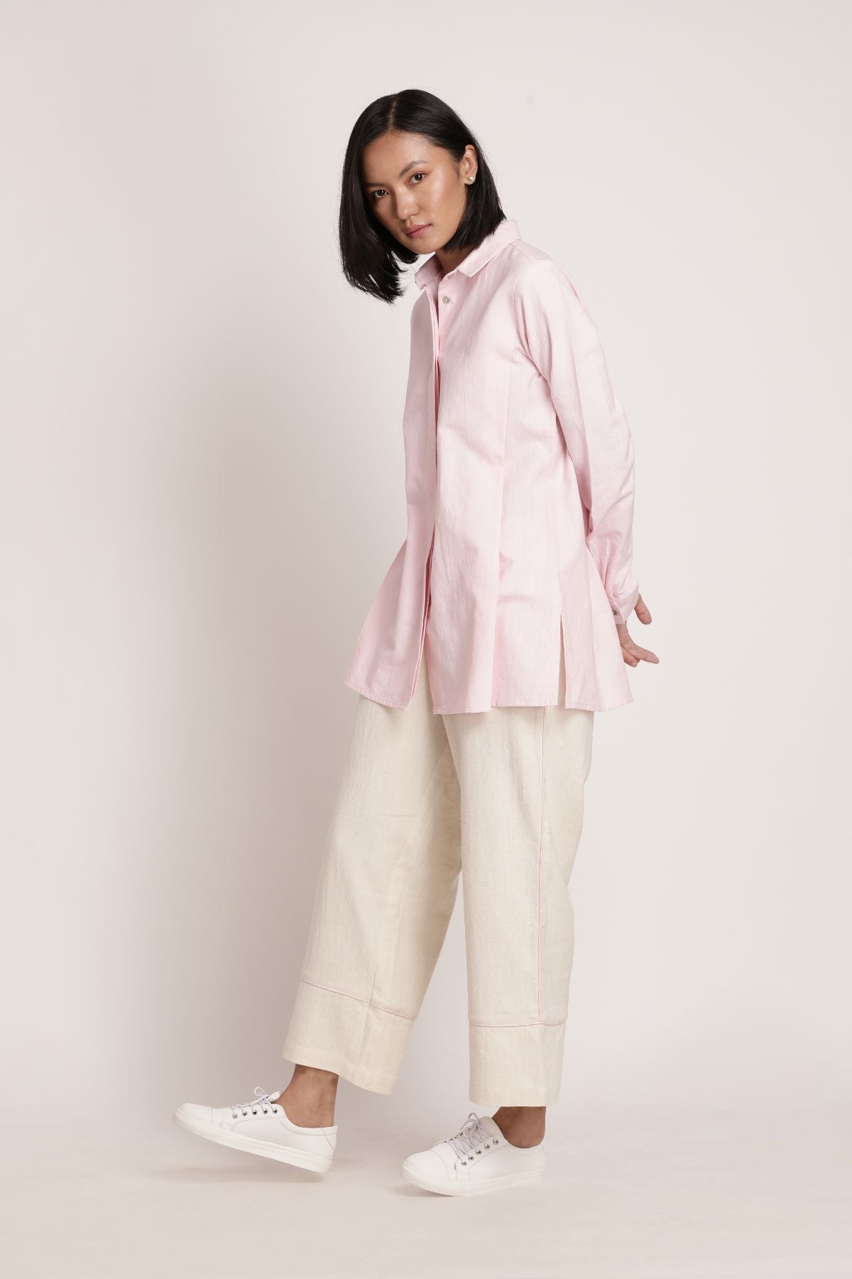 Off-white Pants by Itya with Hand Spun Cotton, Handwoven cotton, Natural, Off-white, Office Wear, Pants, Pastel Perfect, Pastel Perfect by Itya, Plant Dye, Relaxed Fit, Solids, SS22, Womenswear at Kamakhyaa for sustainable fashion