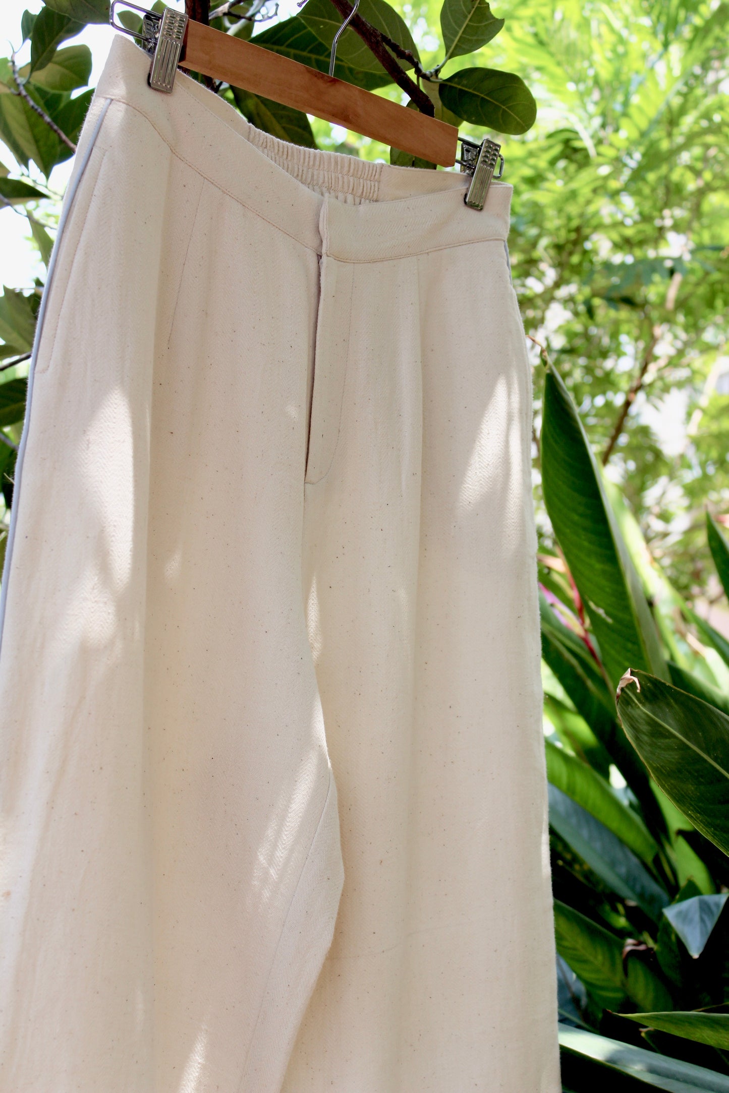 Blue Beju Pants by Itya with Hand Spun Cotton, Handwoven cotton, Natural, Off-white, Office Wear, Pants, Pastel Perfect, Pastel Perfect by Itya, Plant Dye, Relaxed Fit, Solids, SS22, Womenswear at Kamakhyaa for sustainable fashion