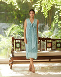 Blue Satin Silk Sleeveless Ruffled Dress by Mayura Kumar with Blue, Dresses, Festive Wear, Mayura Kumar, Regular Fit, Satin, Silk, Sleeveless Dresses, Solids, Womenswear at Kamakhyaa for sustainable fashion