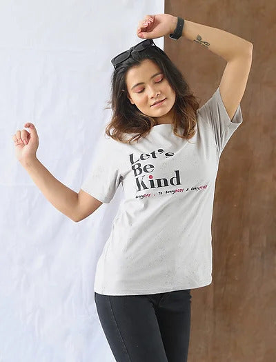 Grey Casual T-Shirt by Wear Equal with Casual Wear, For Siblings, Grey, Organic, Organic Cotton, Prints, Regular Fit, T-Shirts, Womenswear at Kamakhyaa for sustainable fashion