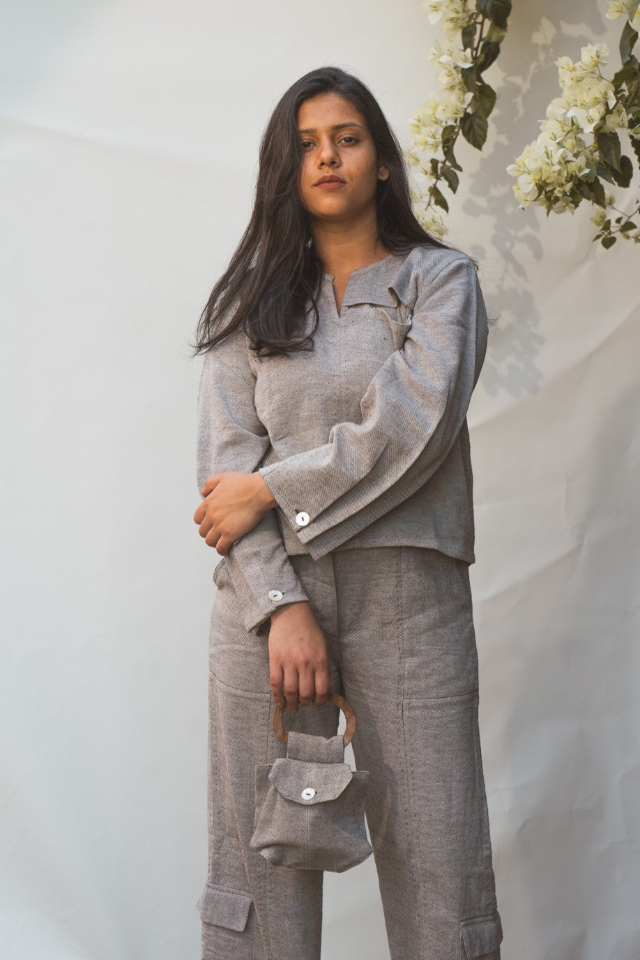 Pouch Bag by Lafaani with 100% pure cotton, Bags, Black, Casual Wear, Grey, Handbags, Natural with azo free dyes, Organic, Regular Fit, Solids, Sonder, Sonder by Lafaani at Kamakhyaa for sustainable fashion