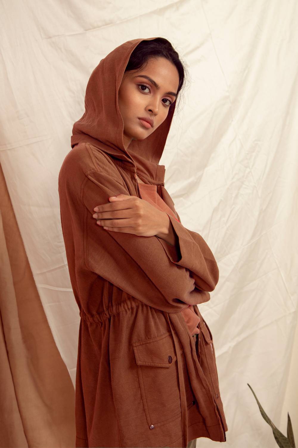 Copper Brown Jacket Overlays Brown, Hayley Earth, Jackets, Natural, Regular Fit, Solids, Tencel Twill The Terra Tribe Kamakhyaa
