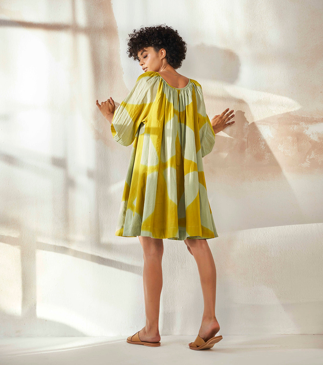 Yellow Mini Dress with Pockets Dresses Endless Summer, Dresses, Mulmul, Natural, Prints, Khara Kapas Kamakhyaa