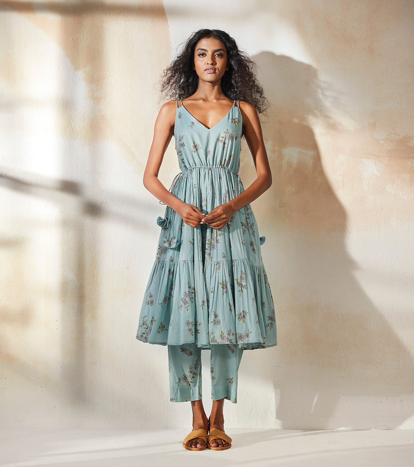Blue Two Piece Set by Khara Kapas with An Endless Summer by Khara Kapas, Blue, Co-ord Sets, Cotton, Endless Summer, FB ADS JUNE, Natural, Prints, Regular Fit, Resort Wear, Travel Co-ords, Vacation, Vacation Co-ords, Womenswear at Kamakhyaa for sustainable fashion
