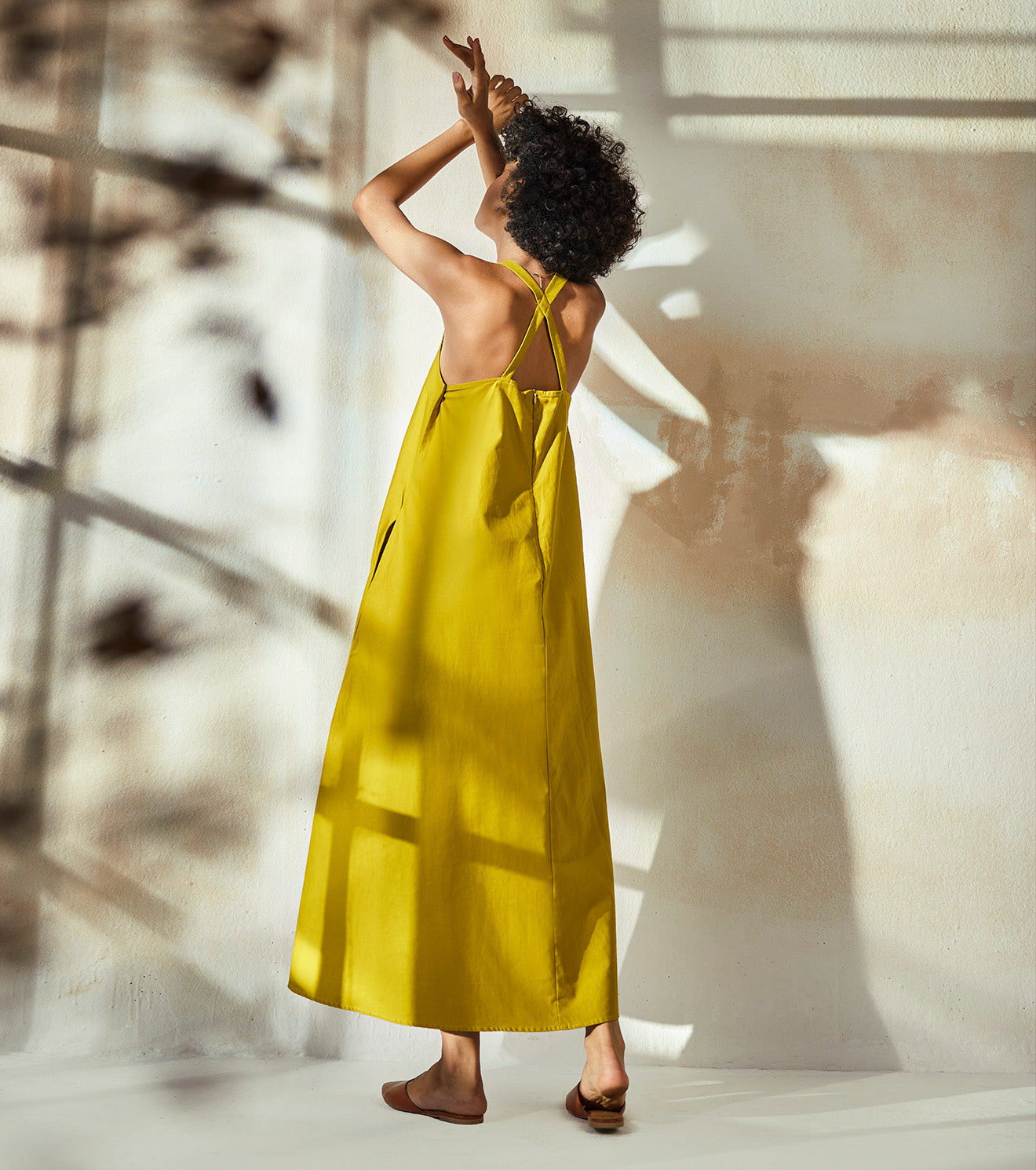 Yellow Sleeveless Maxi Dress at Kamakhyaa by Khara Kapas. This item is Cotton Twill, Endless Summer, Maxi Dresses, Natural, Regular Fit, Resort Wear, Sleeveless Dresses, Solid Selfmade, Solids, Womenswear, Yellow