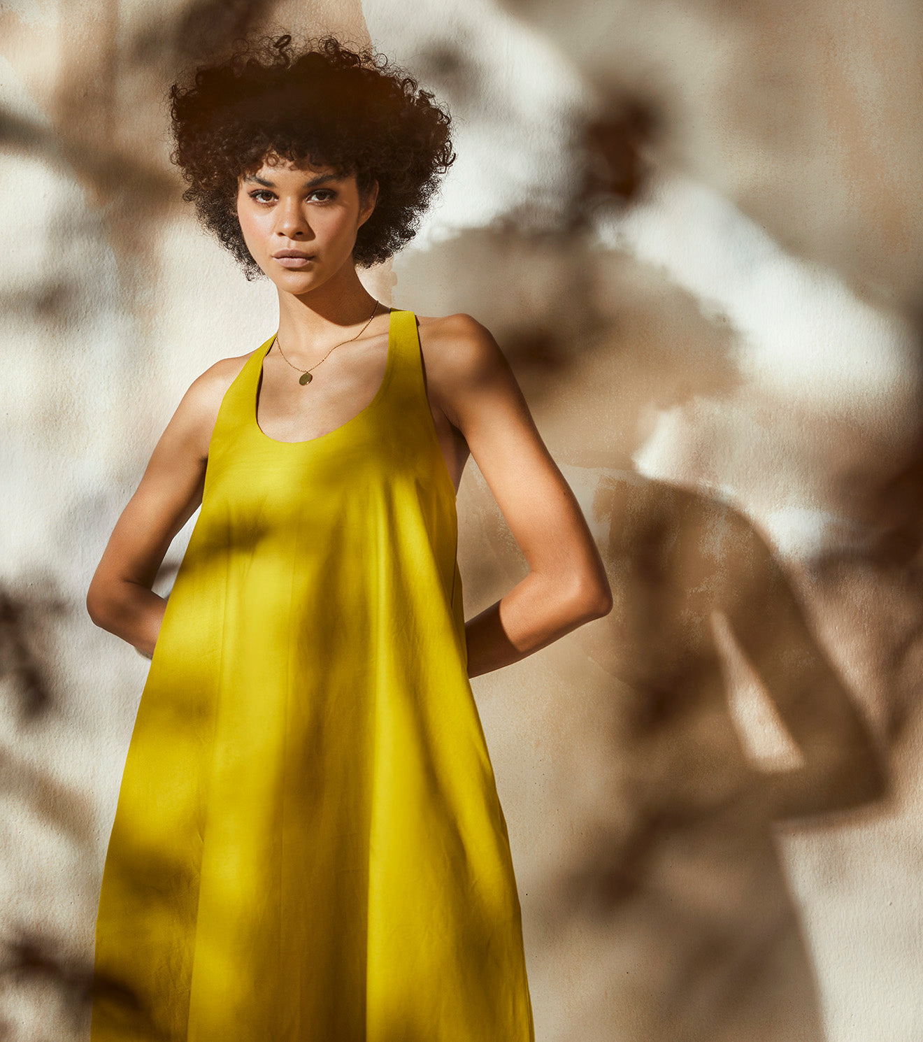 Yellow Sleeveless Maxi Dress at Kamakhyaa by Khara Kapas. This item is Cotton Twill, Endless Summer, Maxi Dresses, Natural, Regular Fit, Resort Wear, Sleeveless Dresses, Solid Selfmade, Solids, Womenswear, Yellow